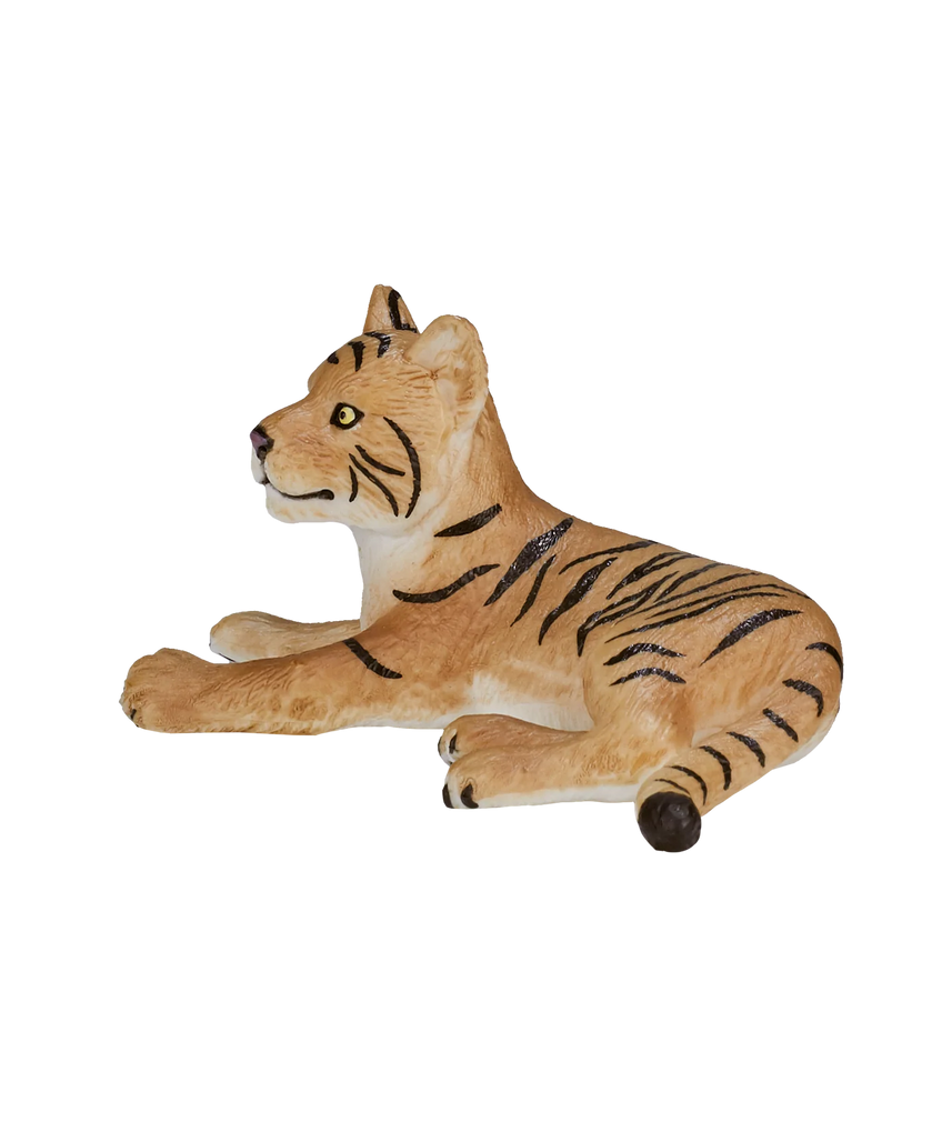 Mojo Tiger Cub Lying Down Small Animal Figure Toy, Wildlife Safari Collectible for Kids