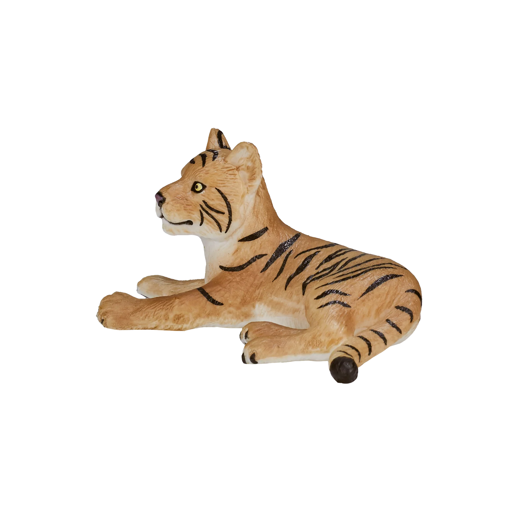 Mojo Tiger Cub Lying Down Small Animal Figure Toy, Wildlife Safari Collectible for Kids