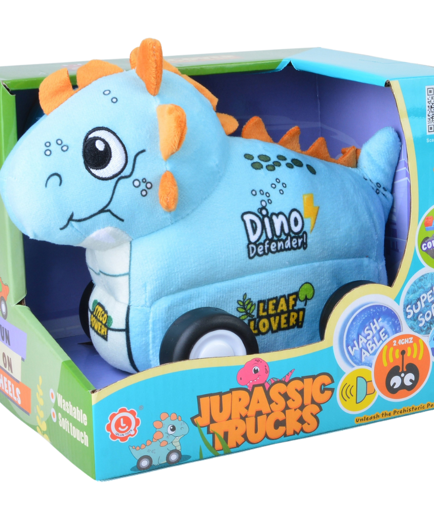 Stegosaurus Plush Car, Dinosaur Remote Control Toy with Lights and Sounds, Adventurous Gift for Boys Aged 3+