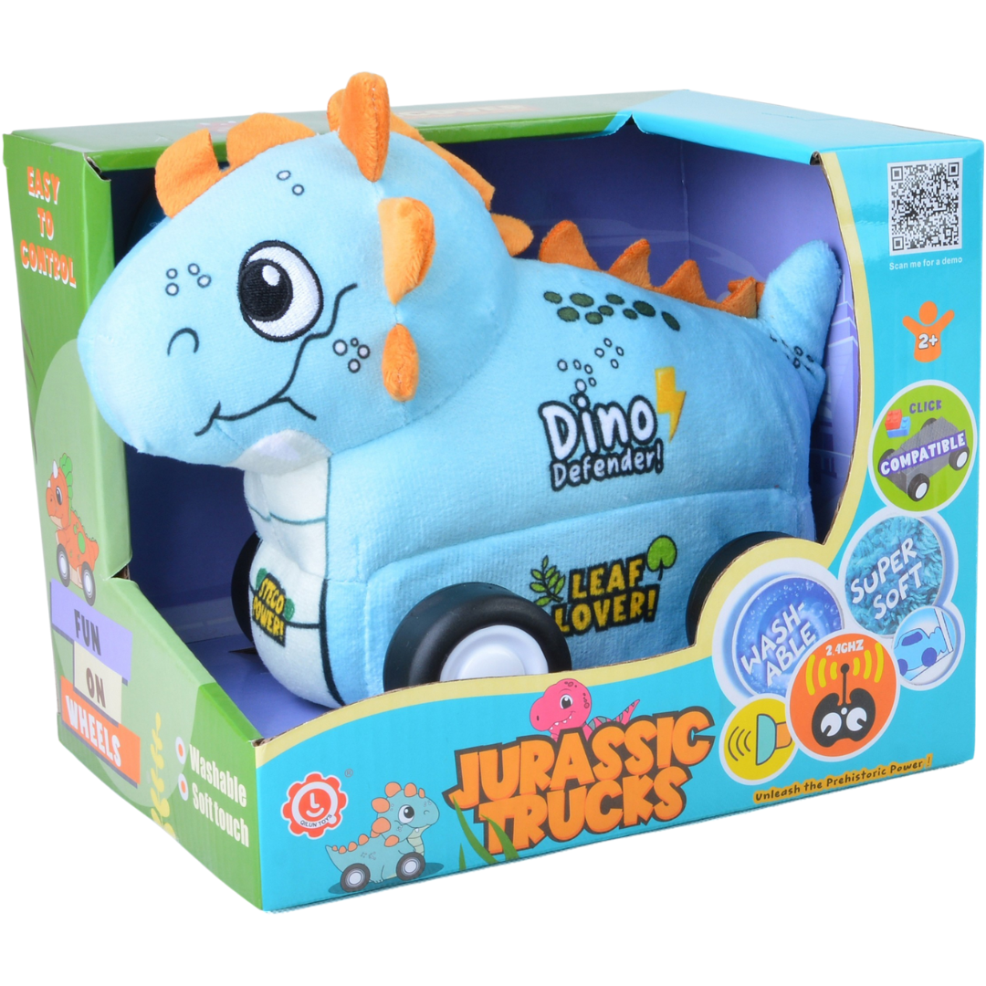 Stegosaurus Plush Car, Dinosaur Remote Control Toy with Lights and Sounds, Adventurous Gift for Boys Aged 3+