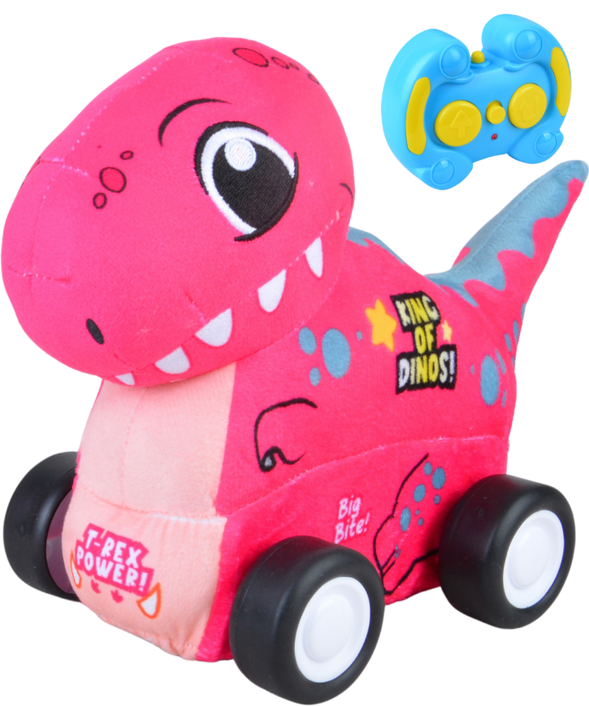 T-Rex Plush Car, Dinosaur Remote Control Toy with Lights and Sounds, Exciting Gift for Boys Aged 3+