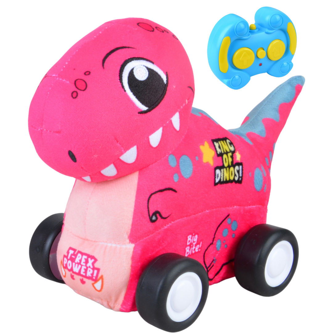 T-Rex Plush Car, Dinosaur Remote Control Toy with Lights and Sounds, Exciting Gift for Boys Aged 3+