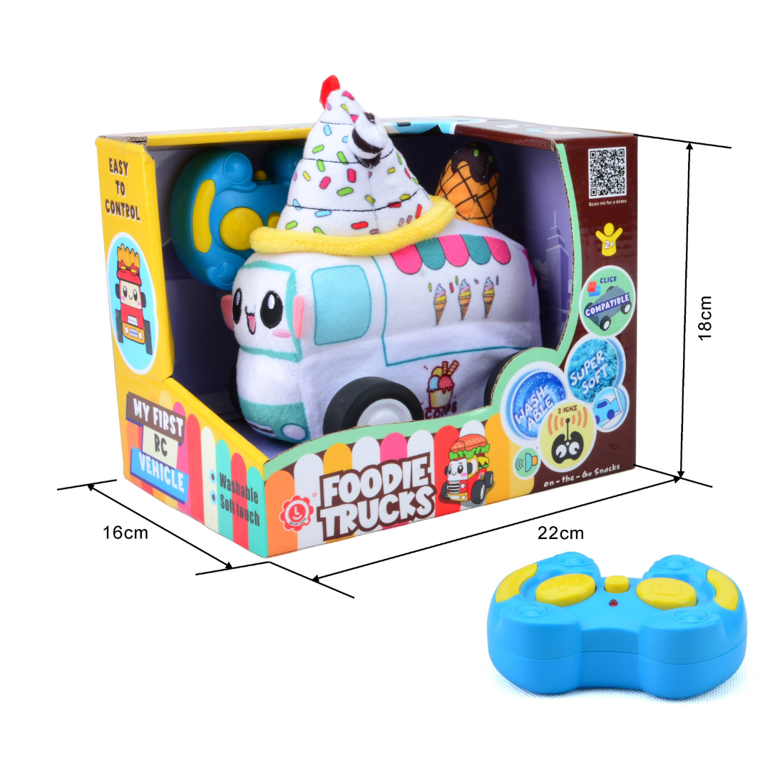 Ice Cream Plush Car, Adorable Remote Control Toy with Lights and Sounds, Sweet-Themed Gift for Girls Aged 3+