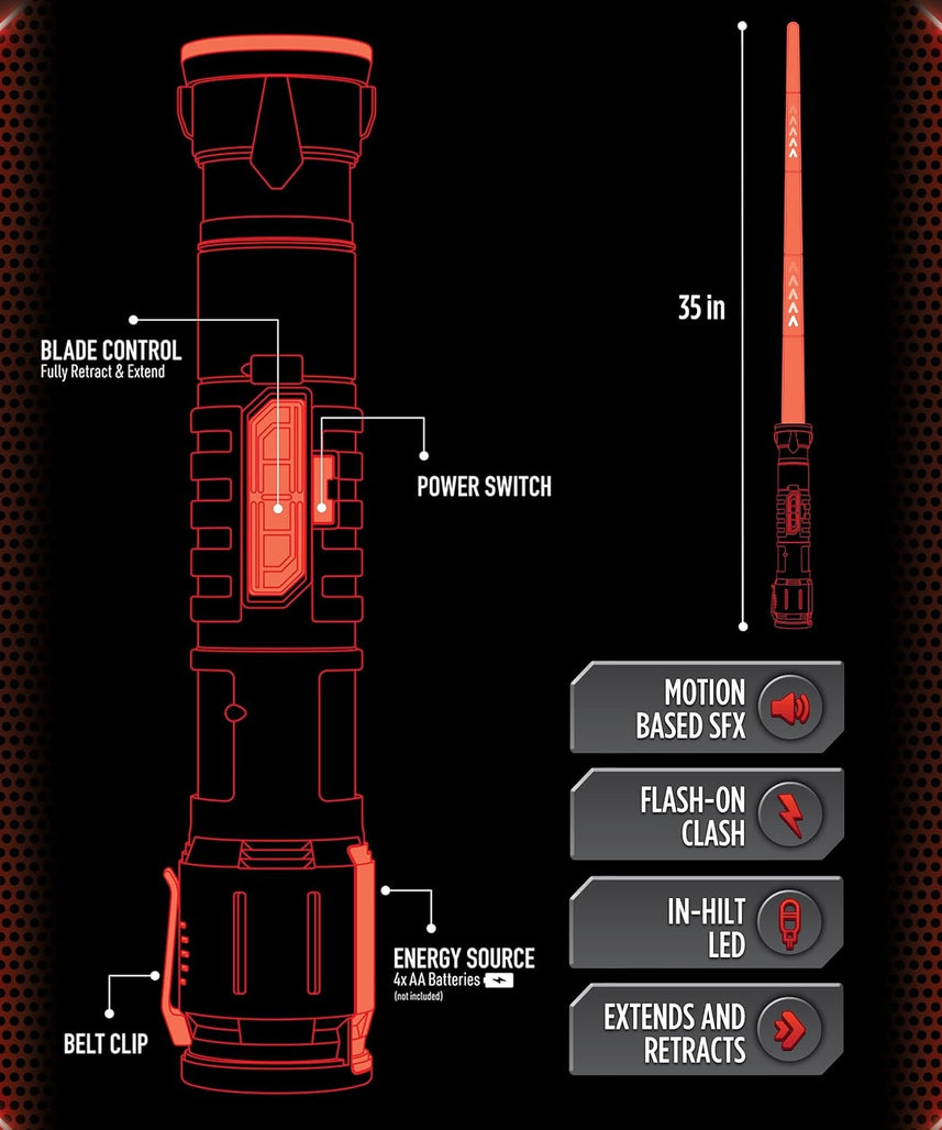 Power Saber Energy Blade Red, Light-Up Sword with Motion Sounds and Flash Effects, Action Role Play Toy for Kids Aged 6+