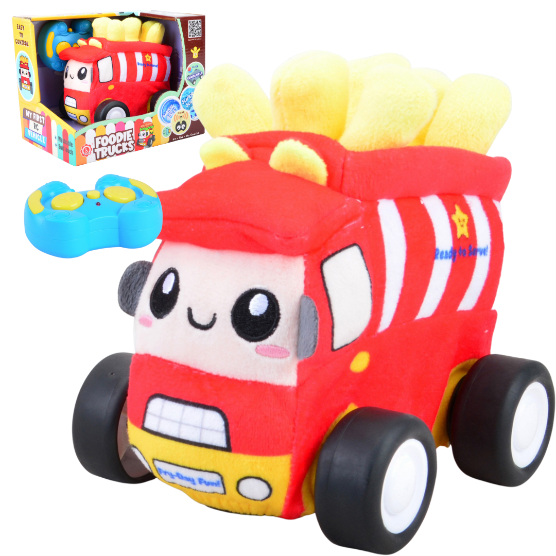 French Fries Plush Car, Soft Remote Control Toy with Lights and Sounds, Whimsical Food-Themed Gift for Kids Aged 3+