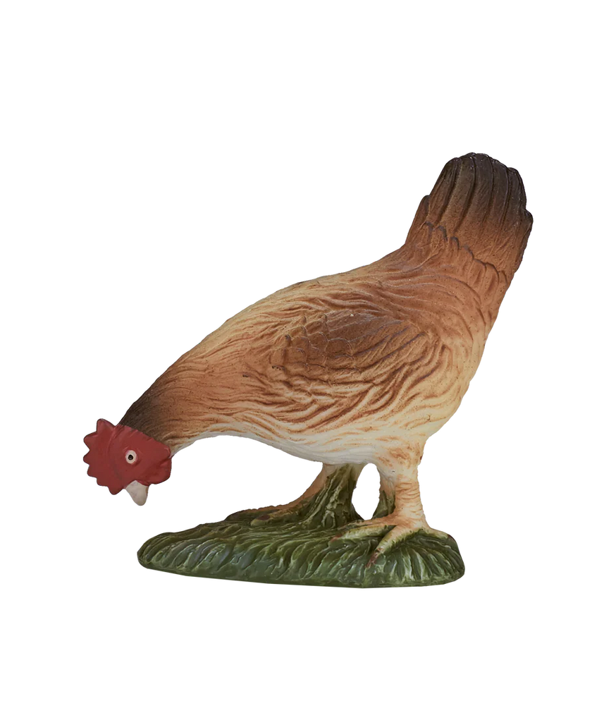 Mojo Hen Eating Small Animal Figure Toy, Detailed Farm Collectible for Children Aged 3 and Above