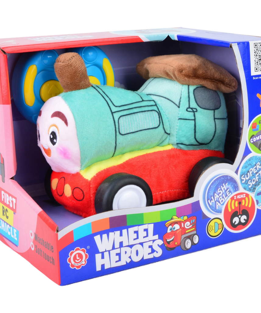 Train Plush Car, Soft Remote Control Toy with Lights and Sounds, Imaginative Play Gift for Kids Aged 3+