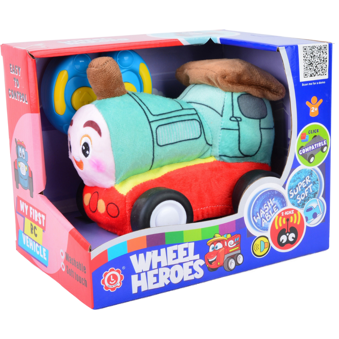 Train Plush Car, Soft Remote Control Toy with Lights and Sounds, Imaginative Play Gift for Kids Aged 3+