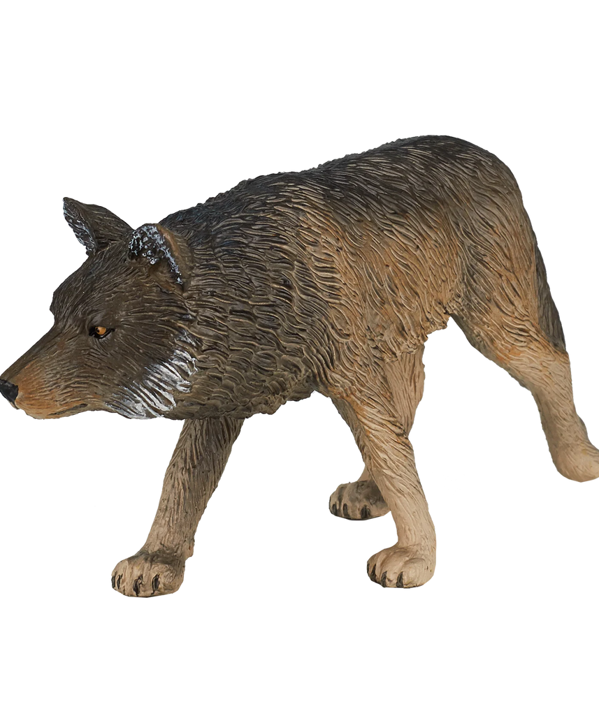 Mojo Timber Wolf Walking Medium Animal Figure Toy, Realistic Forest Wildlife Collectible for Kids