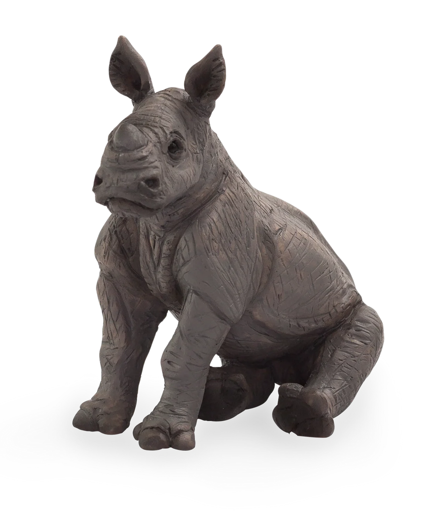 Mojo Rhino Baby Sitting Medium Animal Figure Toy, Realistic Safari Collectible for Kids