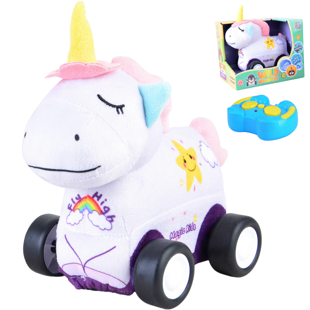 Unicorn Plush Car, Adorable Remote Control Toy with Lights and Sounds, Magical Gift for Girls Aged 3+