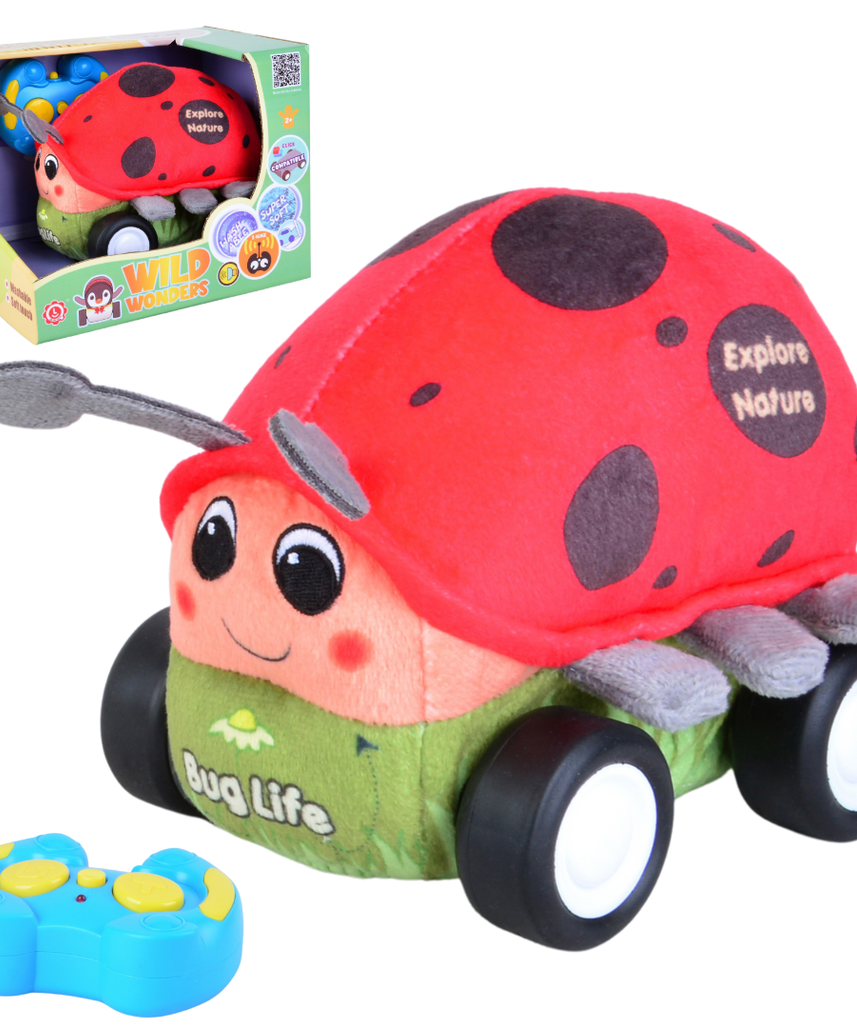Ladybug Plush Car, Cute Remote Control Toy with Lights and Sounds, Lovely Gift for Girls Aged 3+