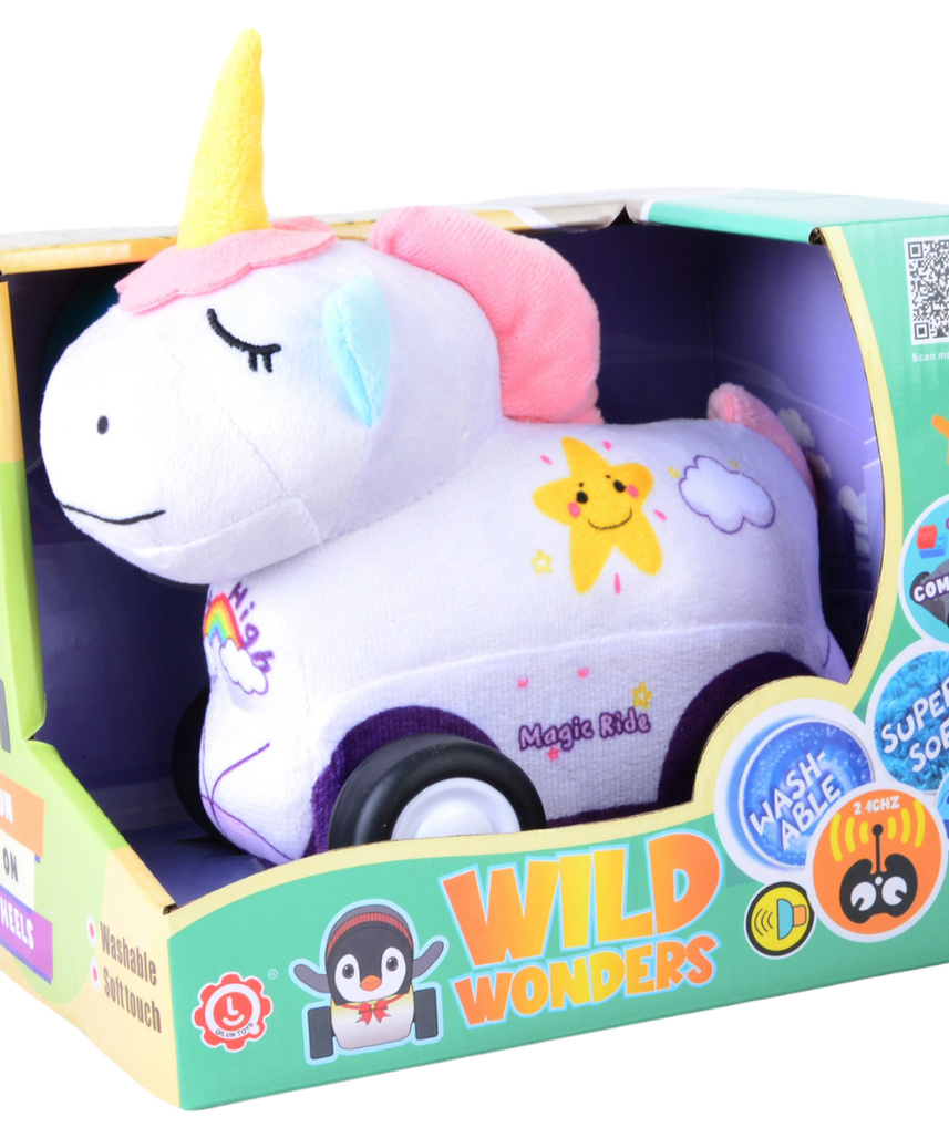 Unicorn Plush Car, Adorable Remote Control Toy with Lights and Sounds, Magical Gift for Girls Aged 3+
