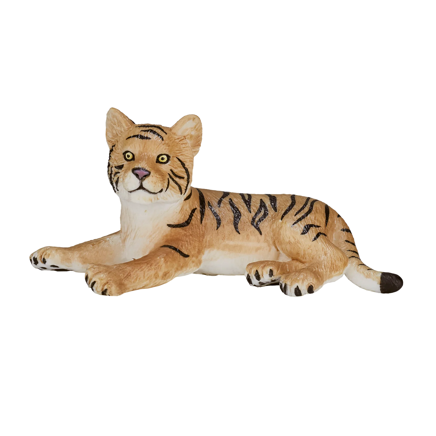 Mojo Tiger Cub Lying Down Small Animal Figure Toy, Wildlife Safari Collectible for Kids