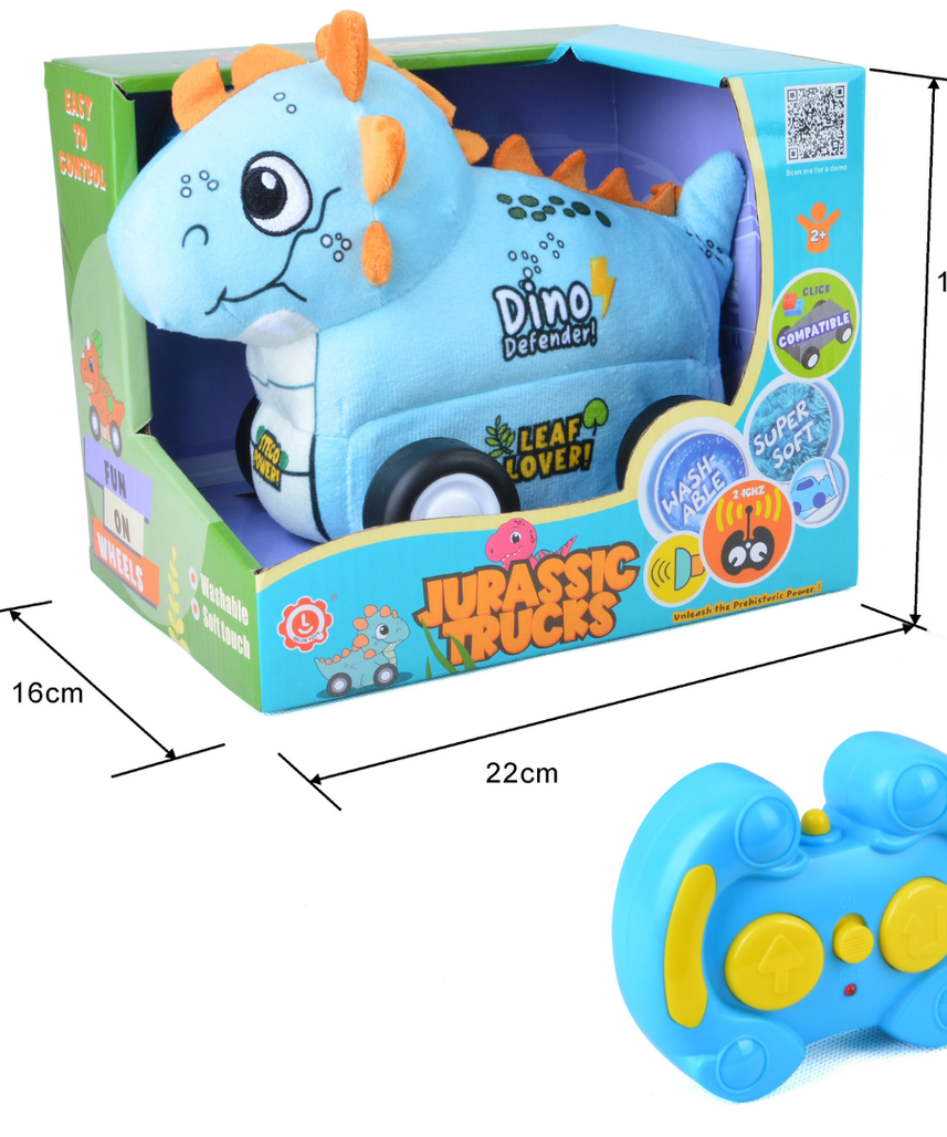 Stegosaurus Plush Car, Dinosaur Remote Control Toy with Lights and Sounds, Adventurous Gift for Boys Aged 3+