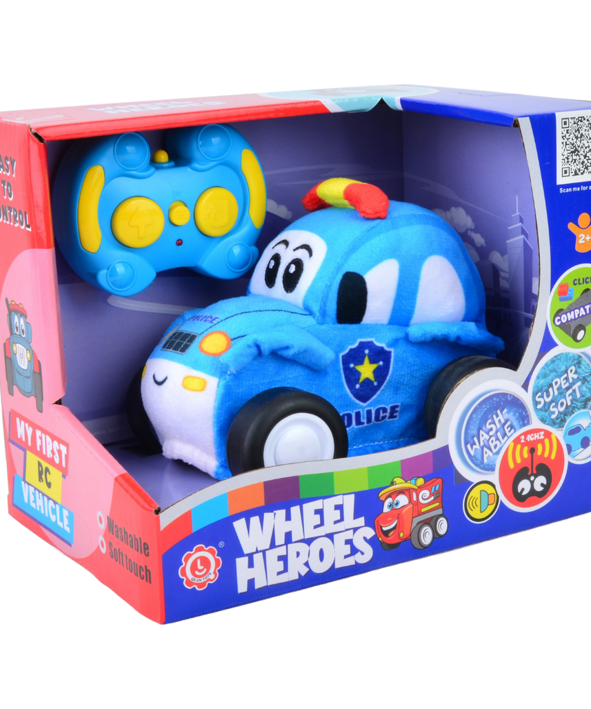 Police Plush Car, Soft Remote Control Toy with Lights and Sounds, Exciting Playtime Gift for Boys Aged 3+