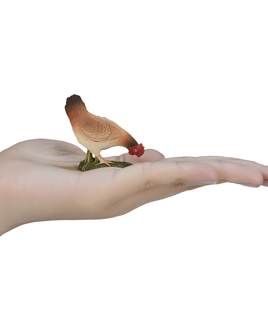 Mojo Hen Eating Small Animal Figure Toy, Detailed Farm Collectible for Children Aged 3 and Above