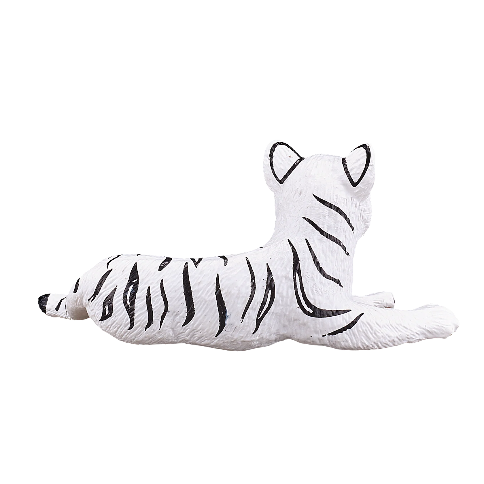 Mojo White Tiger Cub Lying Down Small Animal Figure Toy, Realistic Wildlife Collectible for Kids