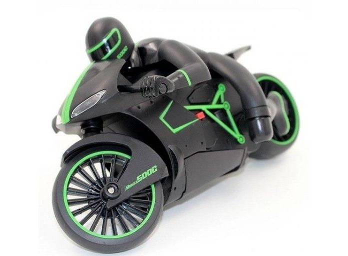 Crazon 1:18 High-Speed RC Motorcycle, Green, 2.4GHz Remote Control, Rechargeable Battery, 3+