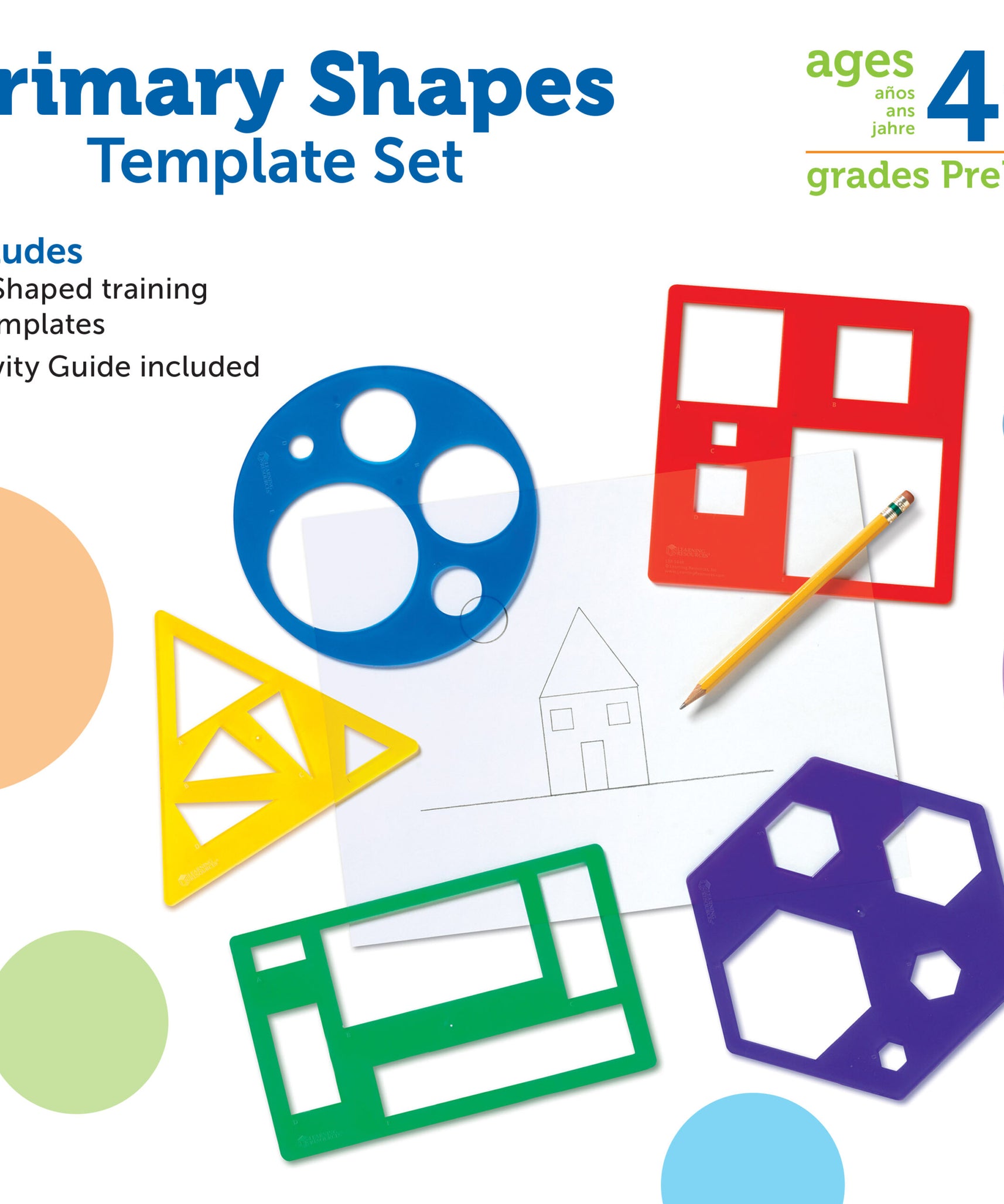 مجموعة قوالب الأشكال الأساسية من Learning Resources، 5 قوالب هندسية، مناسبة للأعمار من 4 سنوات فما فوق، تعلم عملي للأشكال ثنائية الأبعاد