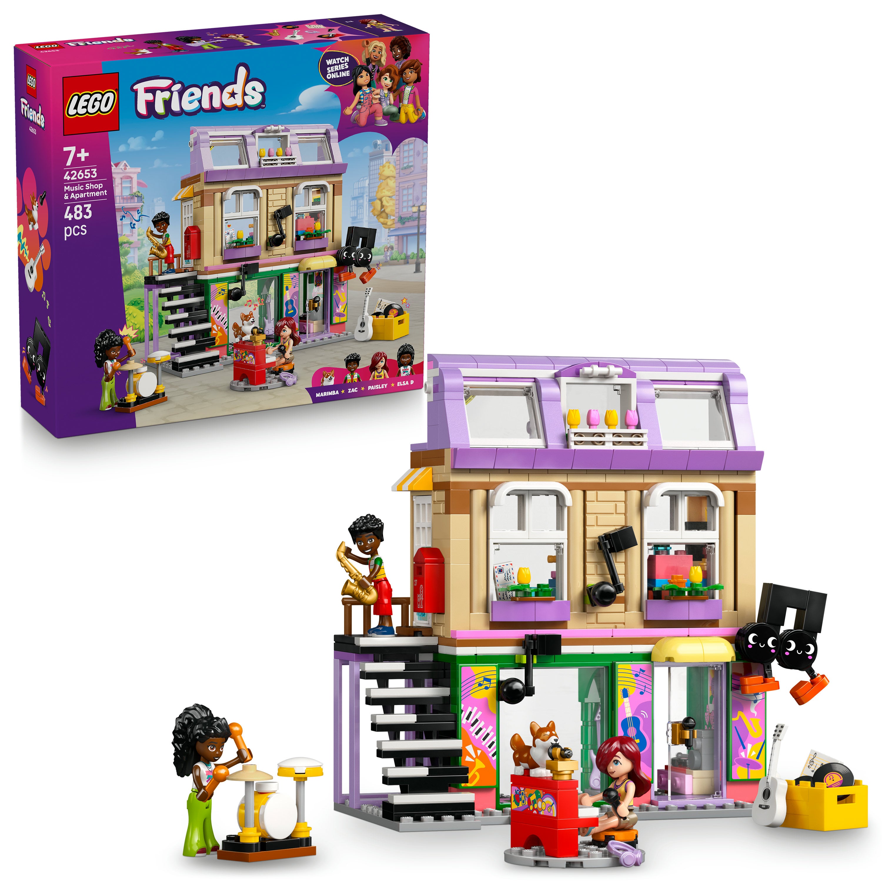 LEGO 42653 Music Store and Apartment V29 Building Set for Girls 7+ Creative Friends Role-Play Construction Toy