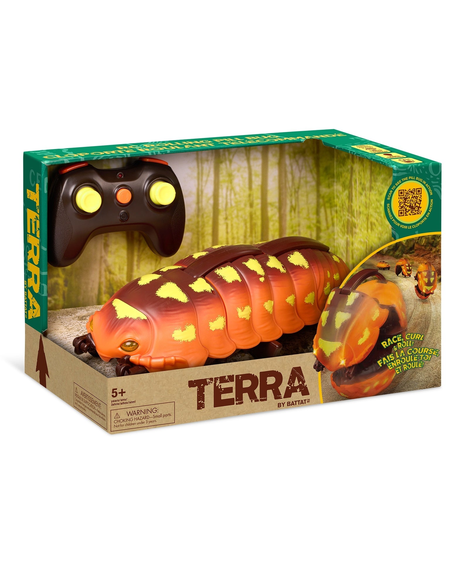 Terra RC Rolling Giant Pillbug | Easy to Control | Remote Control Bug That Rolls, Curls, Races & Balls Up | Glowing LED Eyes | Fun & Educational Insect Toy for Kids | For age 5+