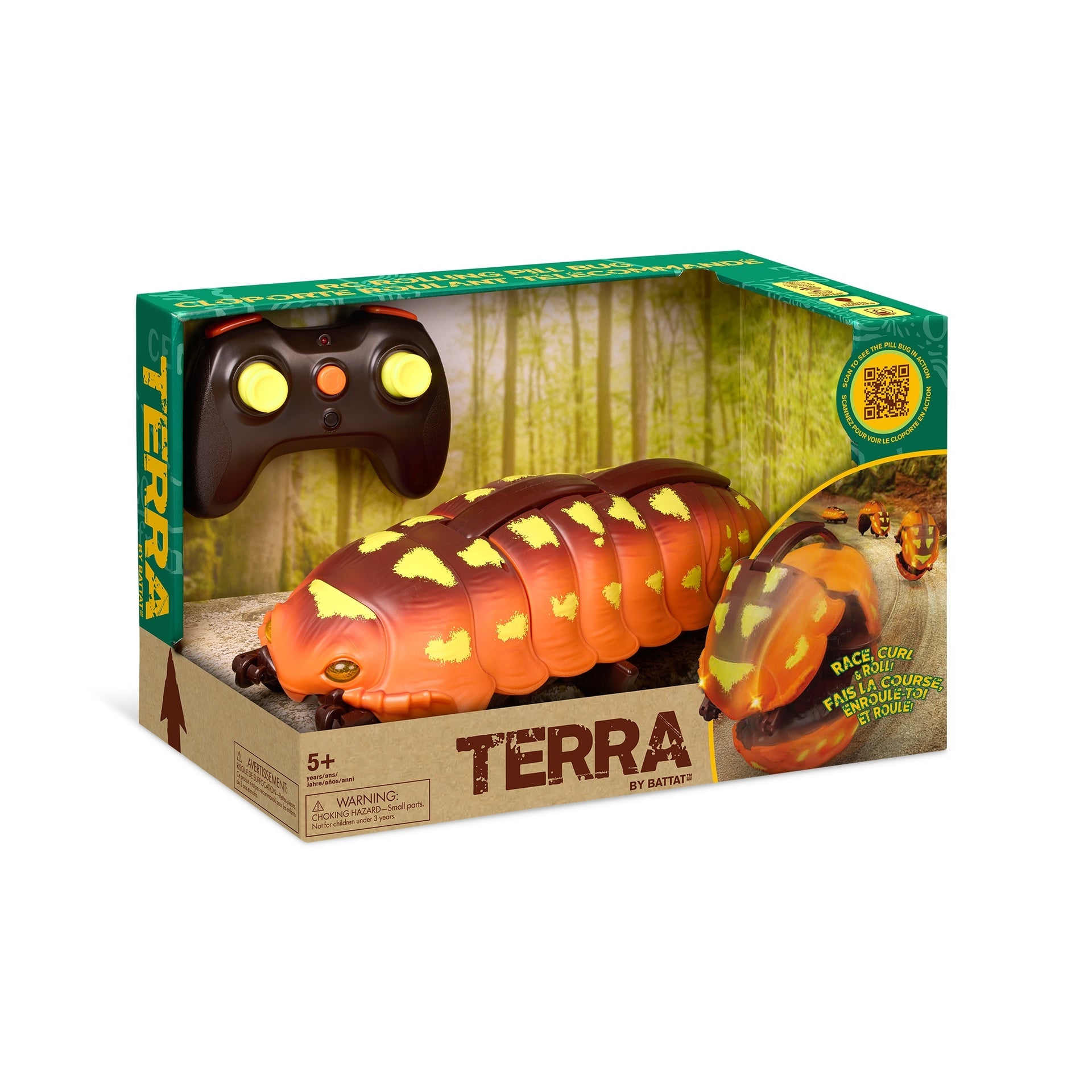 Terra RC Rolling Giant Pillbug | Easy to Control | Remote Control Bug That Rolls, Curls, Races & Balls Up | Glowing LED Eyes | Fun & Educational Insect Toy for Kids | For age 5+