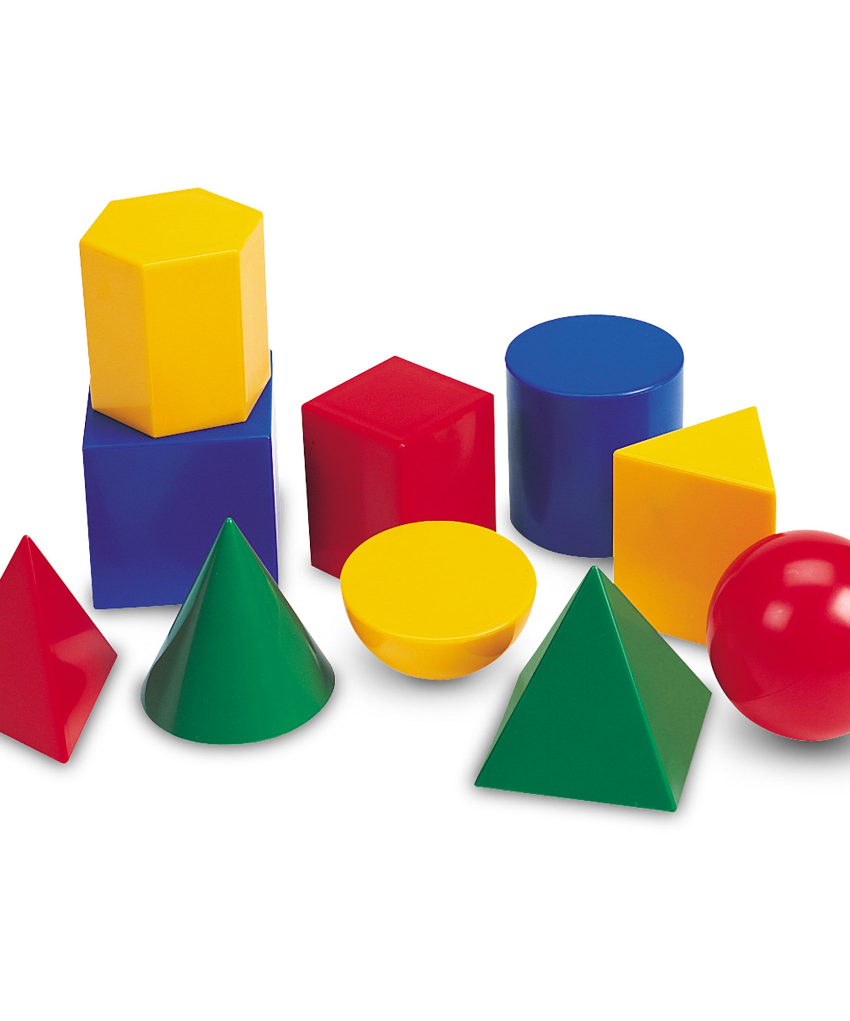 مجموعة أشكال هندسية بلاستيكية كبيرة من Learning Resources، 10 أشكال ثلاثية الأبعاد متينة بأبعاد 8 سم، تعليم عملي للرياضيات والعلوم والتكنولوجيا والهندسة والرياضيات (STEM) للأعمار من 8 سنوات فما فوق
