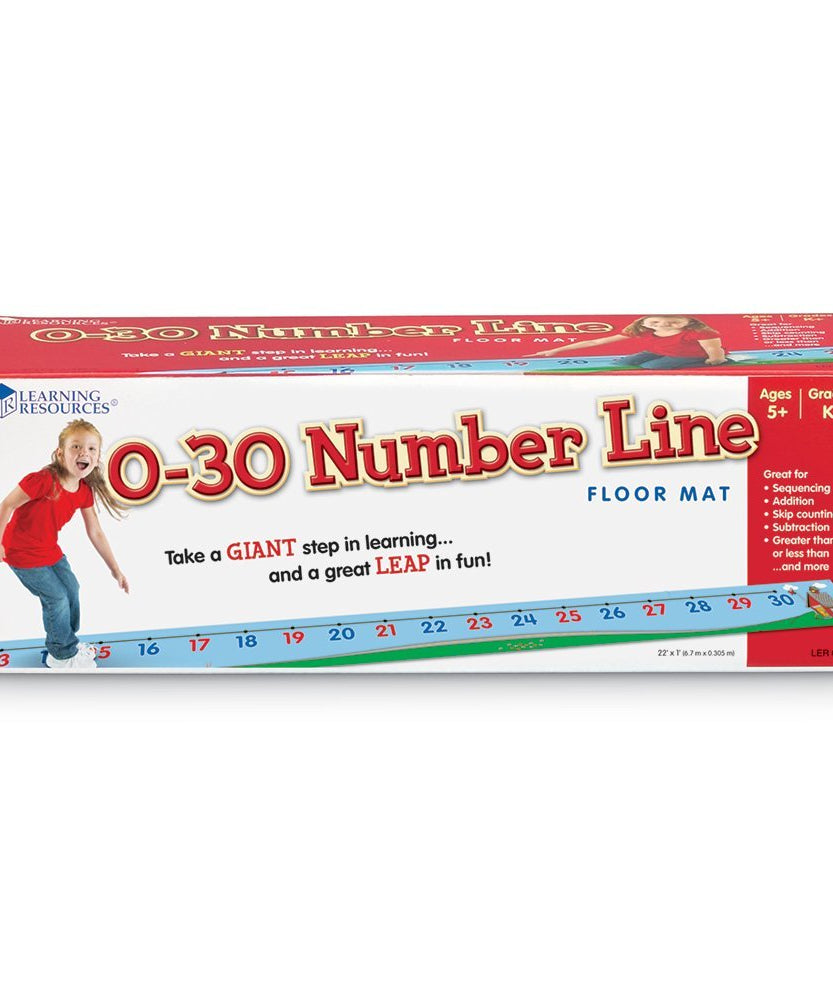 Learning Resources 0–30 Number Line Floor Mat Durable Vinyl Math Mat for Kids Ages 5 Plus