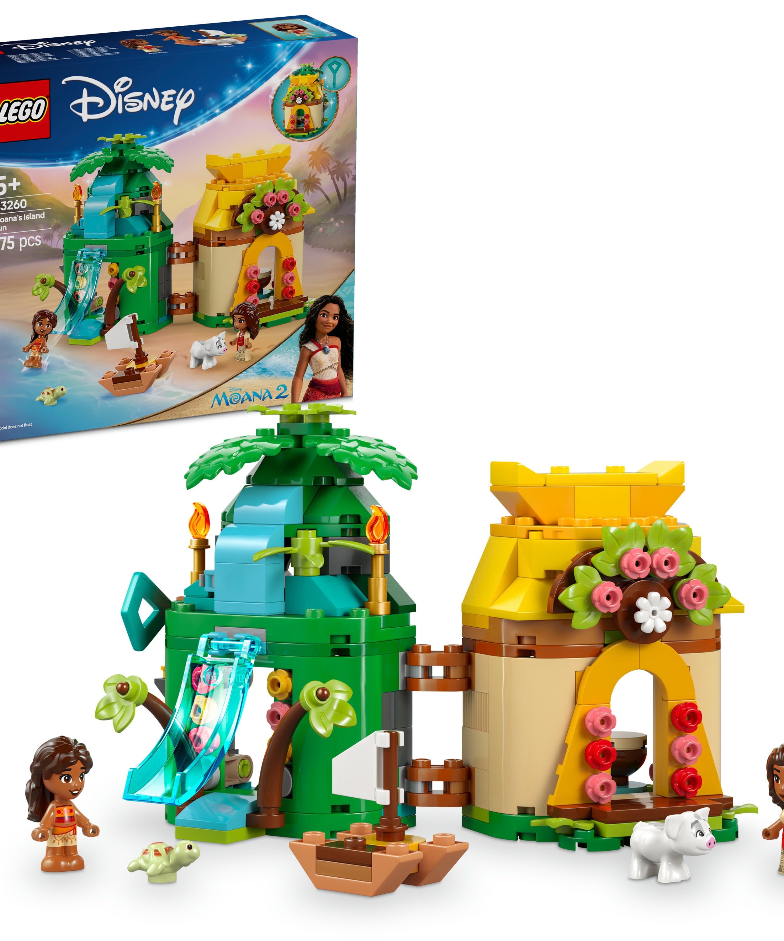 LEGO Disney Princess 43260 Moana Island Fun V29 for Girls 5+ Tropical Adventure Playset Character Building Toy