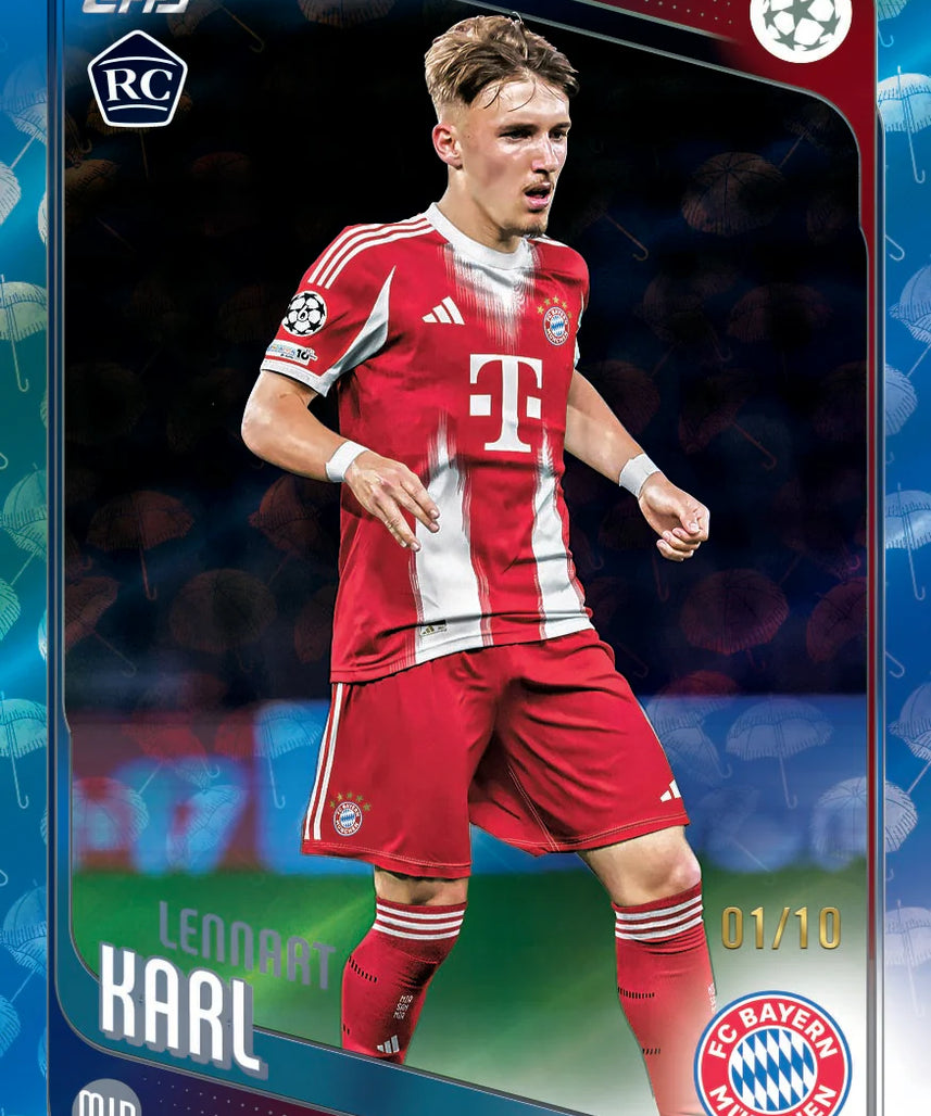 Topps UEFA Club Competitions 2025 2026 Spring Tin Trading Cards Assorted, 59 Cards Pack with 3 Holiday Parallels, Official Soccer Collectible Hobby Tin, Random Design, Age 6+