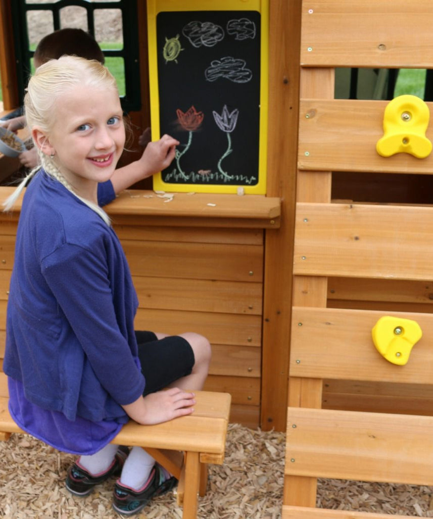 KidKraft Charleston Lodge Wooden Swing Set / Playset – Outdoor Playhouse with Slides, Swings, Rock Wall and Clubhouse, Age 3-10