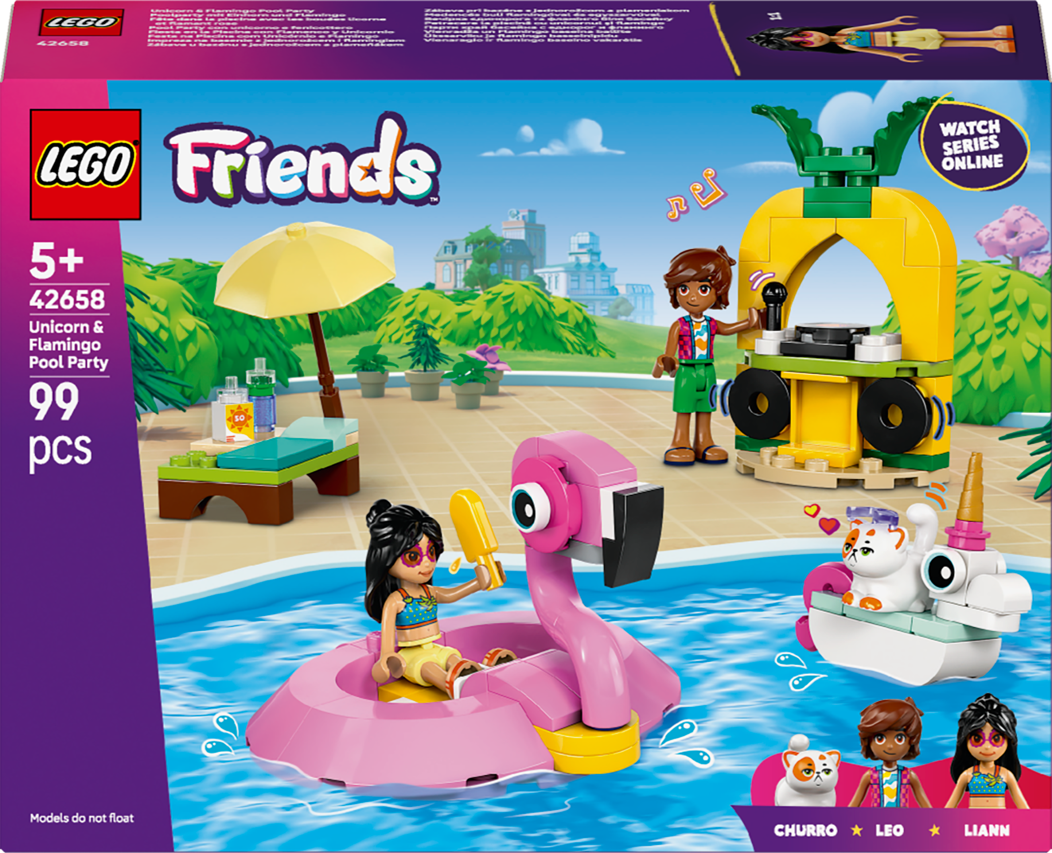 LEGO Friends 42658 Unicorn and Flamingo Pool Party V29 for Girls 5+ Colorful Summer Water Adventure Building Toy