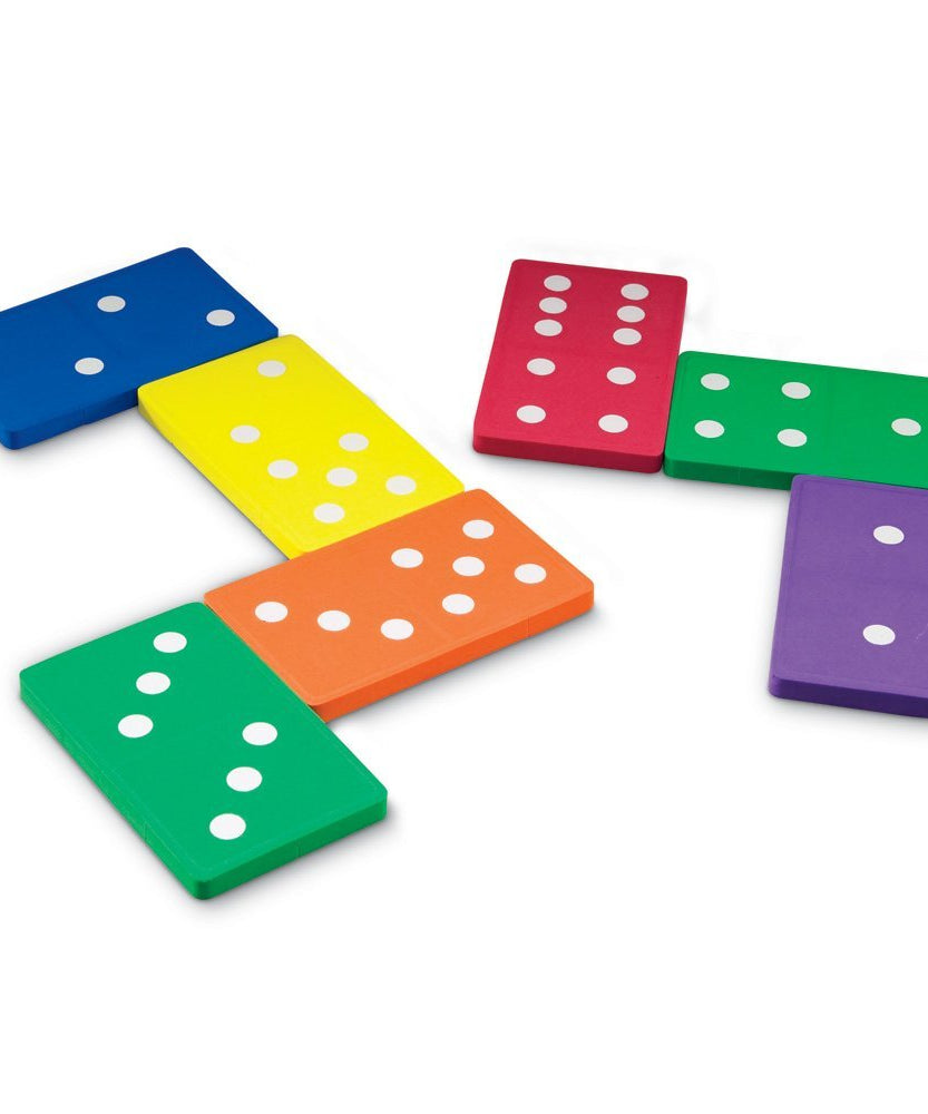 موارد التعلم - دومينو جامبو من الفوم، مجموعة من 28 دومينو ناعمة وملونة للأطفال، حجم كبير للأيدي الصغيرة، لعبة تعليمية هادئة في الفصل الدراسي أو المنزل، للأعمار من 5 سنوات فما فوق