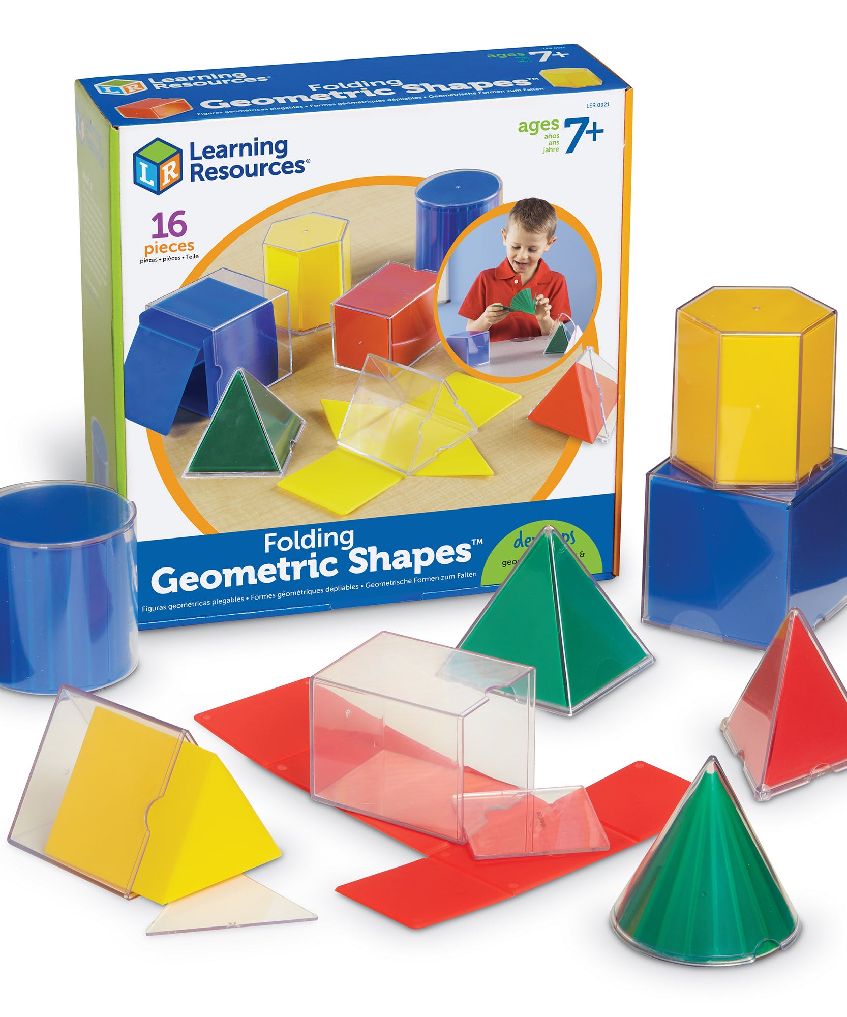 موارد تعليمية: أشكال هندسية قابلة للطي، مجموعة من 8 قطع، للأعمار من 7 سنوات فما فوق، تعلم عملي للرياضيات ثلاثية الأبعاد للأشكال والتناظر