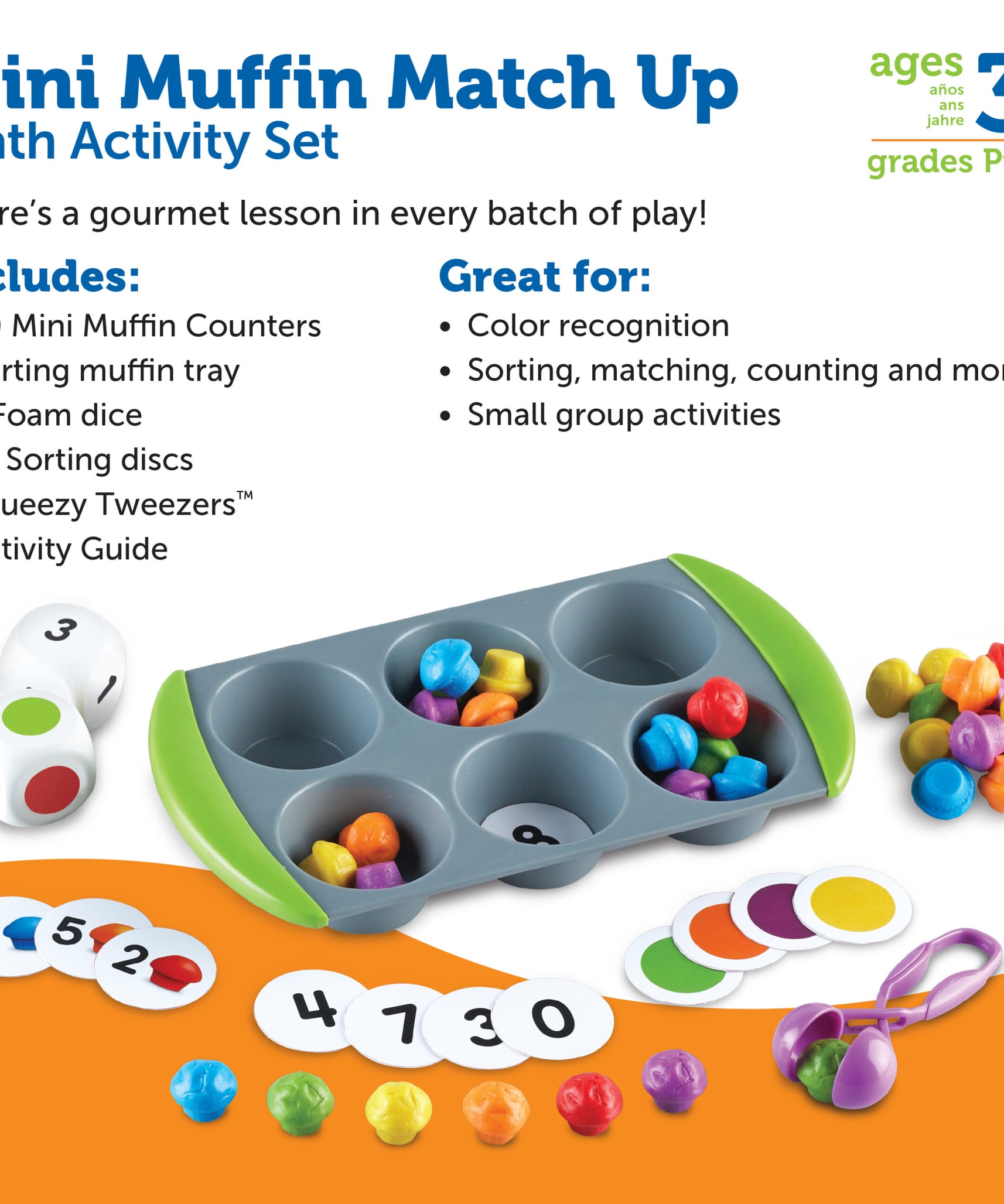 Learning Resources Mini Muffin Match Up, Hands-On Early Maths Activity Set for Colour, Number Recognition, and Fine Motor Skills, Ages 3+
