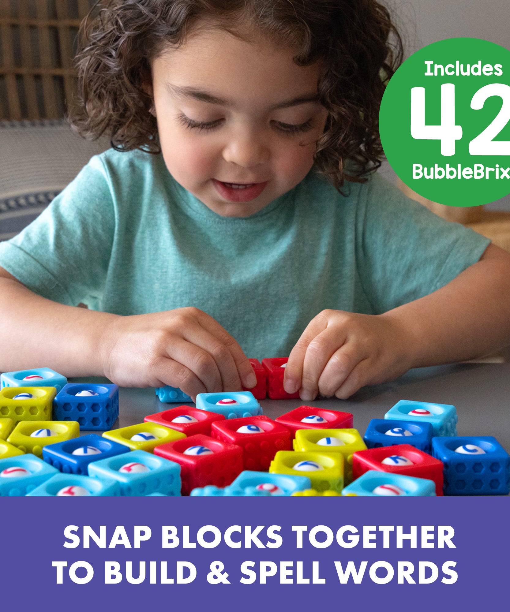 موارد تعليمية - مكعبات أبجدية متشابكة من BubbleBrix، 42 مكعب أبجدي متشابك في دلو حمل، مناسبة للأعمار من 3 سنوات فما فوق