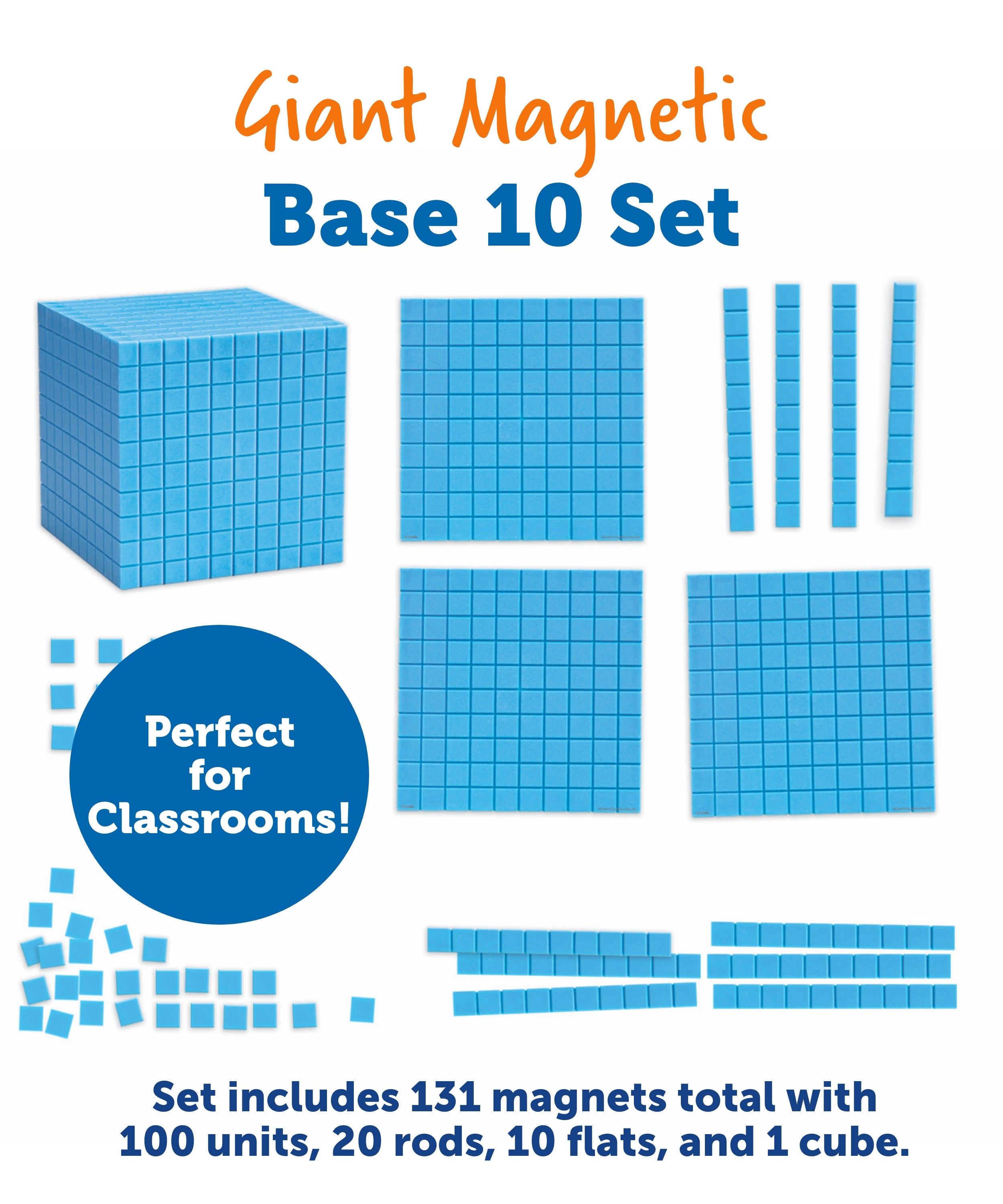 مجموعة أدوات تعليمية مغناطيسية عملاقة للأساس العشري من Learning Resources، مجموعة توضيحية للفصول الدراسية لتدريس القيمة المكانية والكسور والأعداد العشرية، مجموعة أدوات رياضية تفاعلية من 131 قطعة