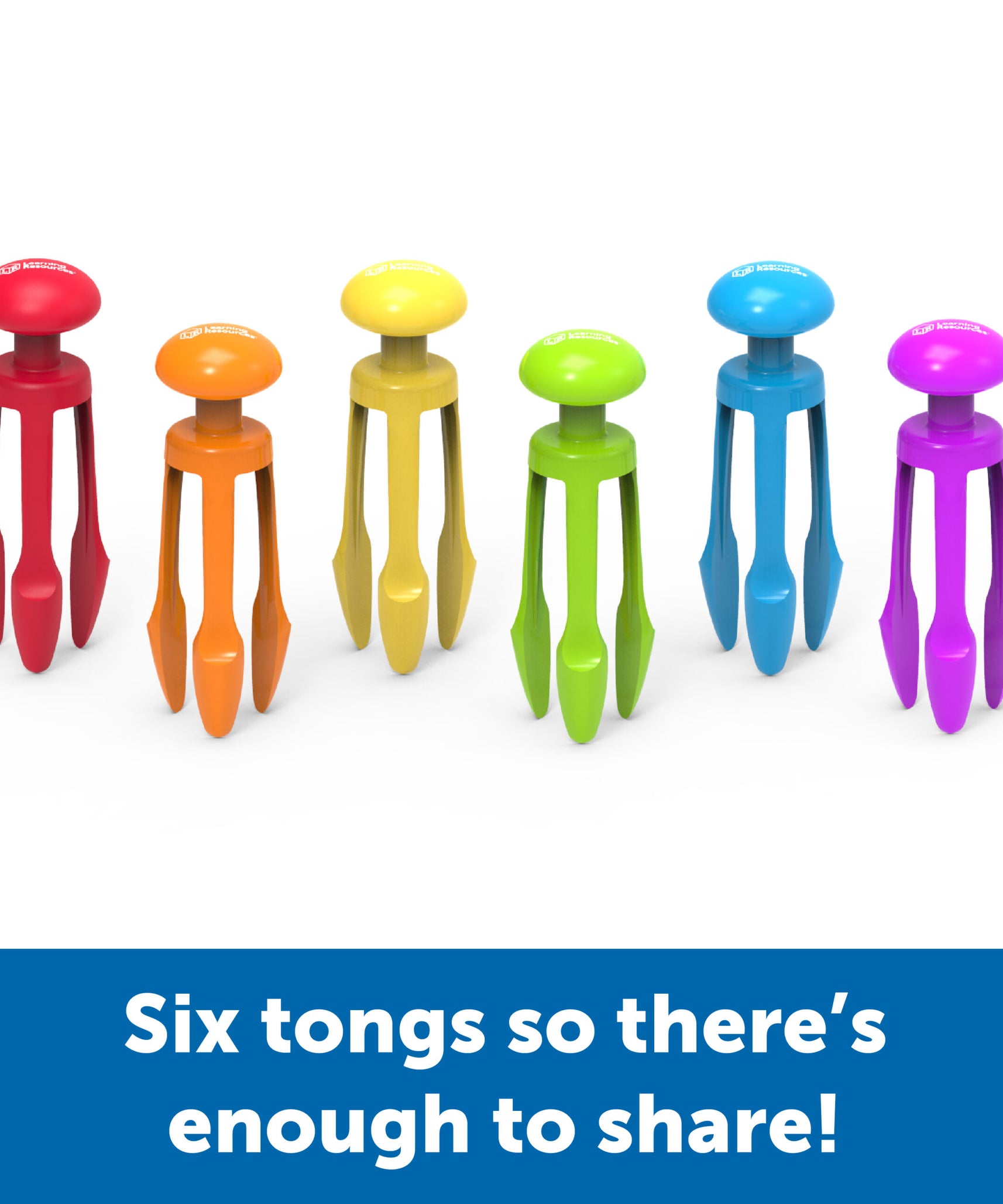 Learning Resources Tri-Grip Tongs, Set of 6, Fine Motor Skills Tool for Kids, Strengthens Pencil Grip, Includes Storage Bin, Ages 4+