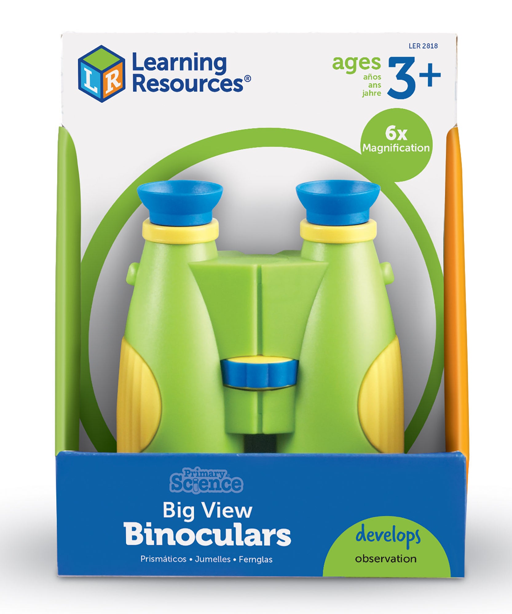 منظار ثنائي الرؤية من Learning Resources Primary Science، تكبير 6 أضعاف، عجلة تركيز سهلة الدوران، تصميم بلاستيكي متين مع حبل قابل للفصل، مثالي للاستكشاف في الهواء الطلق، للأعمار من 3 سنوات فما فوق