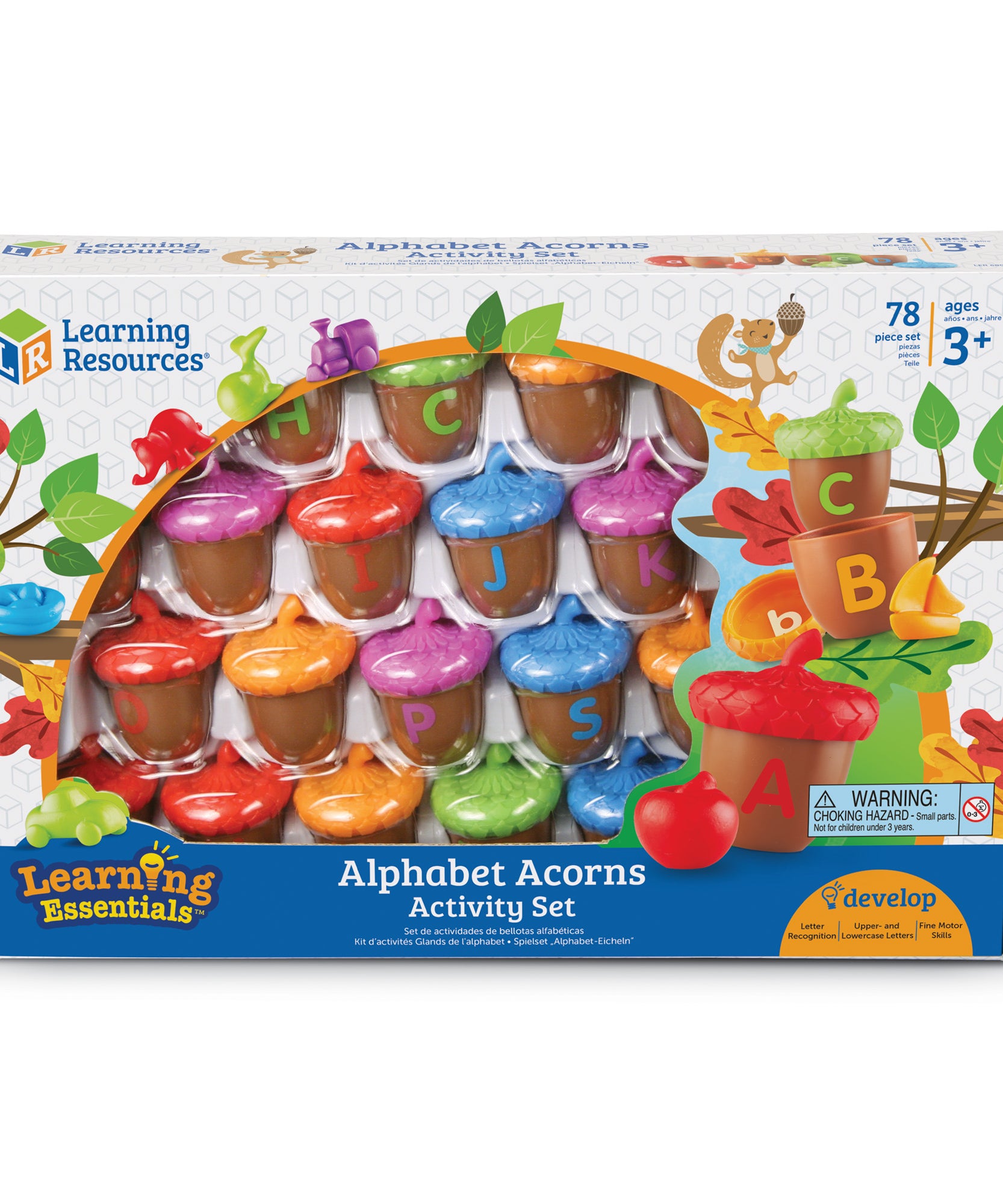 مجموعة أنشطة بلوط الأبجدية من Learning Resources، لعبة محو الأمية المبكرة والصوتيات للأطفال من سن 3 سنوات فما فوق، 26 بلوطًا من قطعتين مع عدادات مطابقة، لعبة التعرف على الحروف لمرحلة ما قبل المدرسة