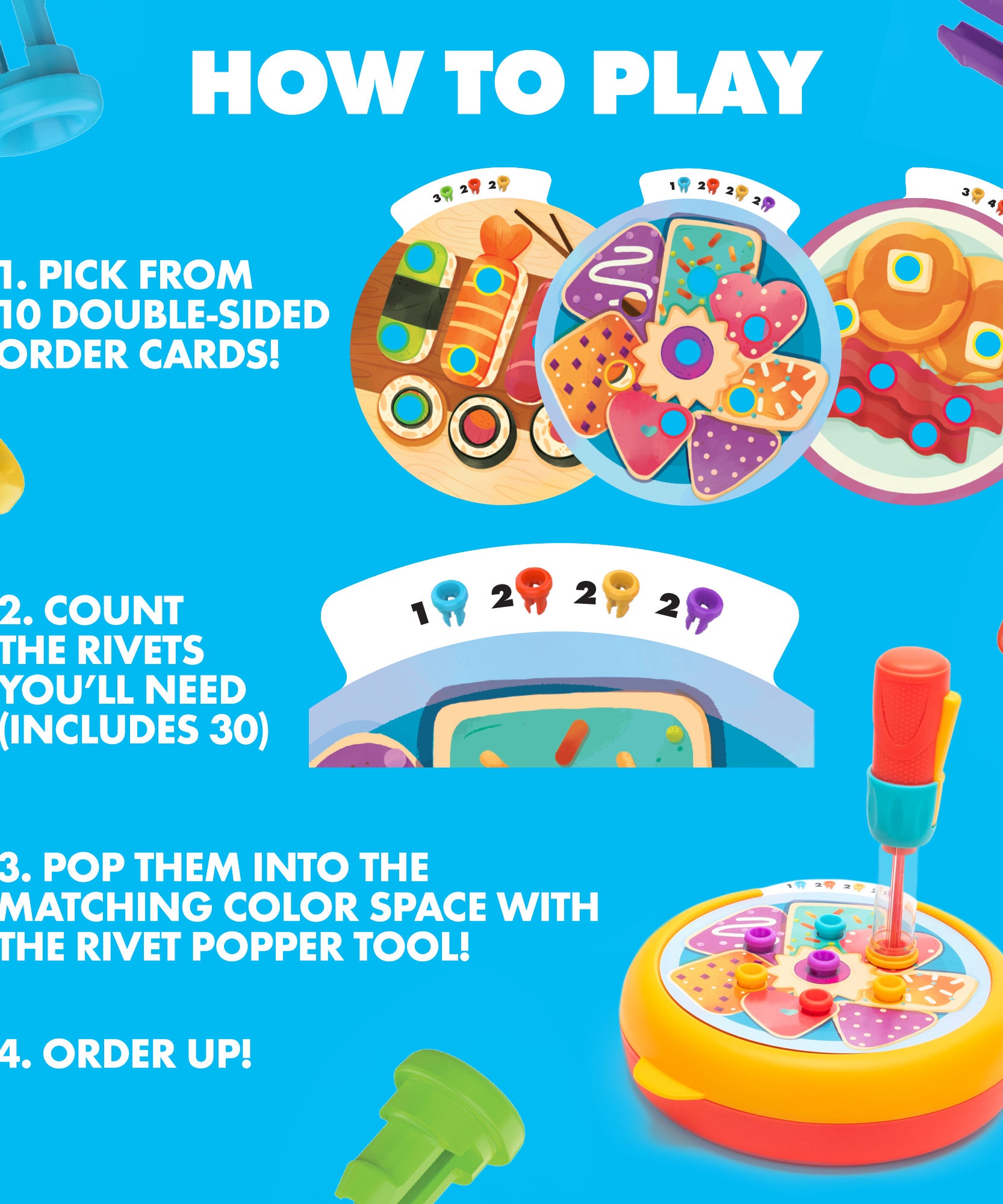 موارد التعلم تصميم وتدريب مقهى الإبداع، لعبة STEM الحركية الدقيقة مع قاذف المسامير وبطاقات الأنشطة، مجموعة لعب محمولة للأعمار من 3 سنوات فما فوق