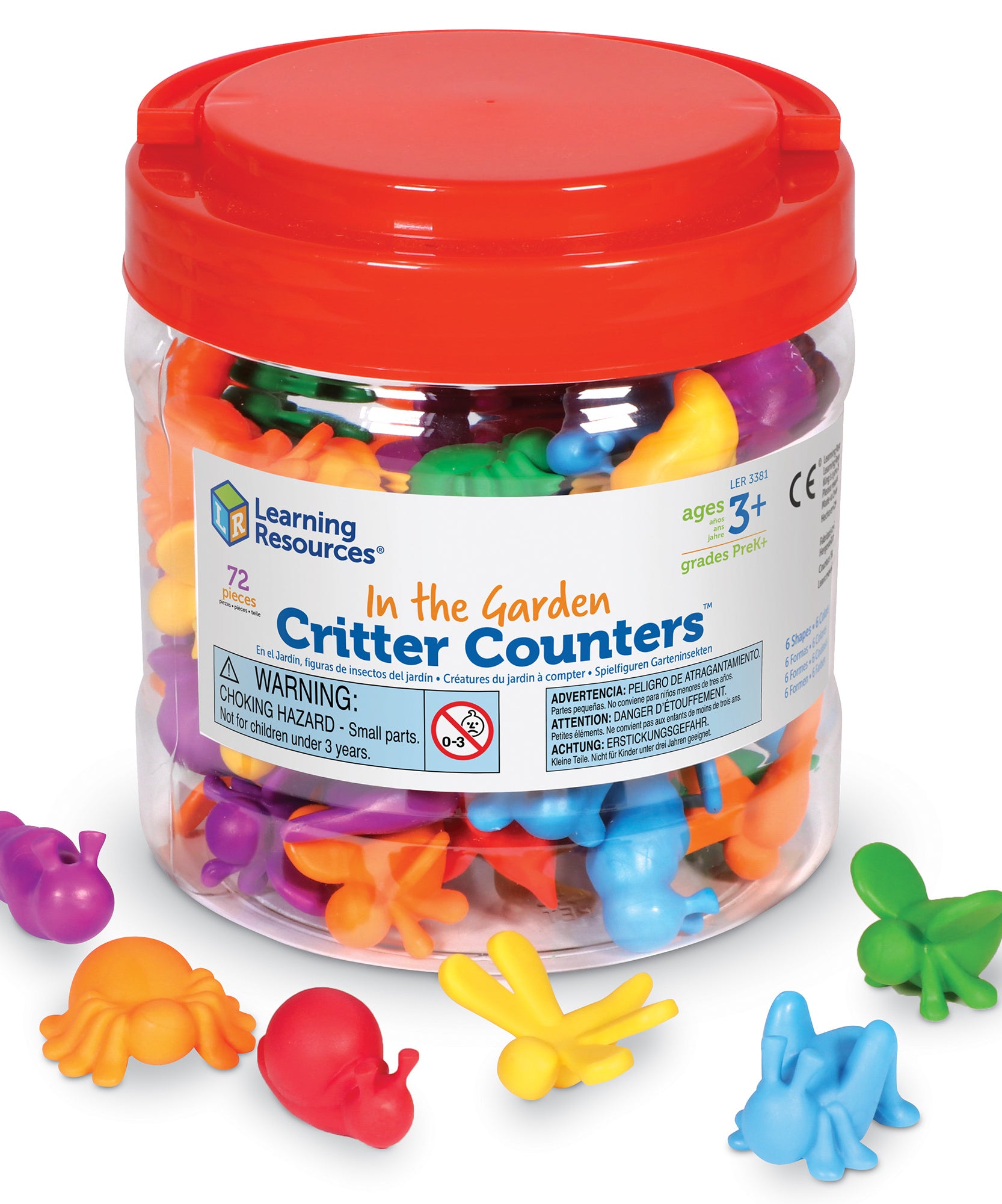 Learning Resources In The Garden Critter Counters, Set of 72, Bug Themed Counters for Counting, Sorting & Early Math Skills, Soft Rubberized PVC, Includes Storage Tub & Activity Guide, Ages 3+