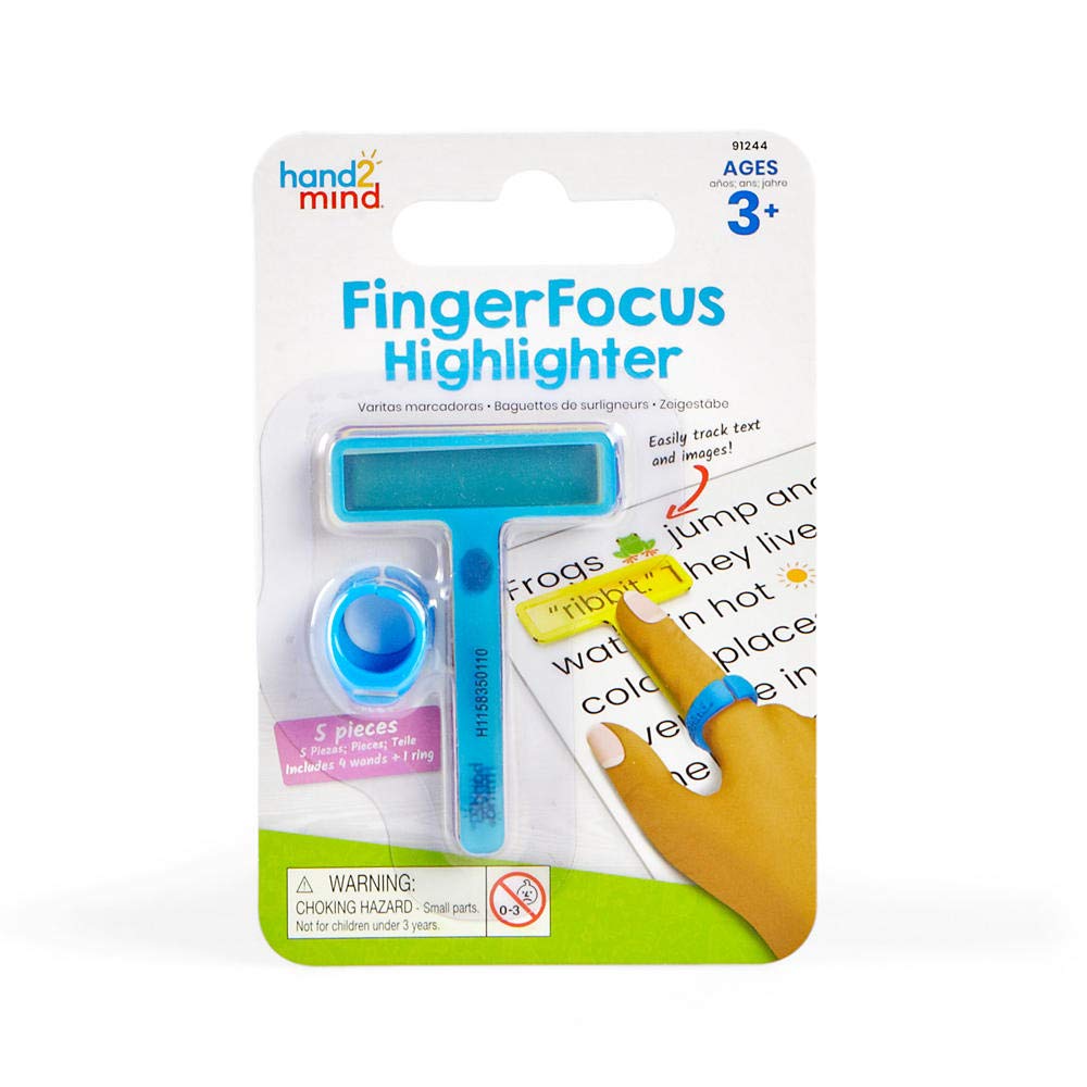 قلم تمييز FingerFocus من Learning Resources، أداة مساعدة للقراءة يمكن ارتداؤها للأطفال، تساعد على تحسين التركيز والتتبع، تتضمن 4 أعواد ملونة قابلة للتبديل