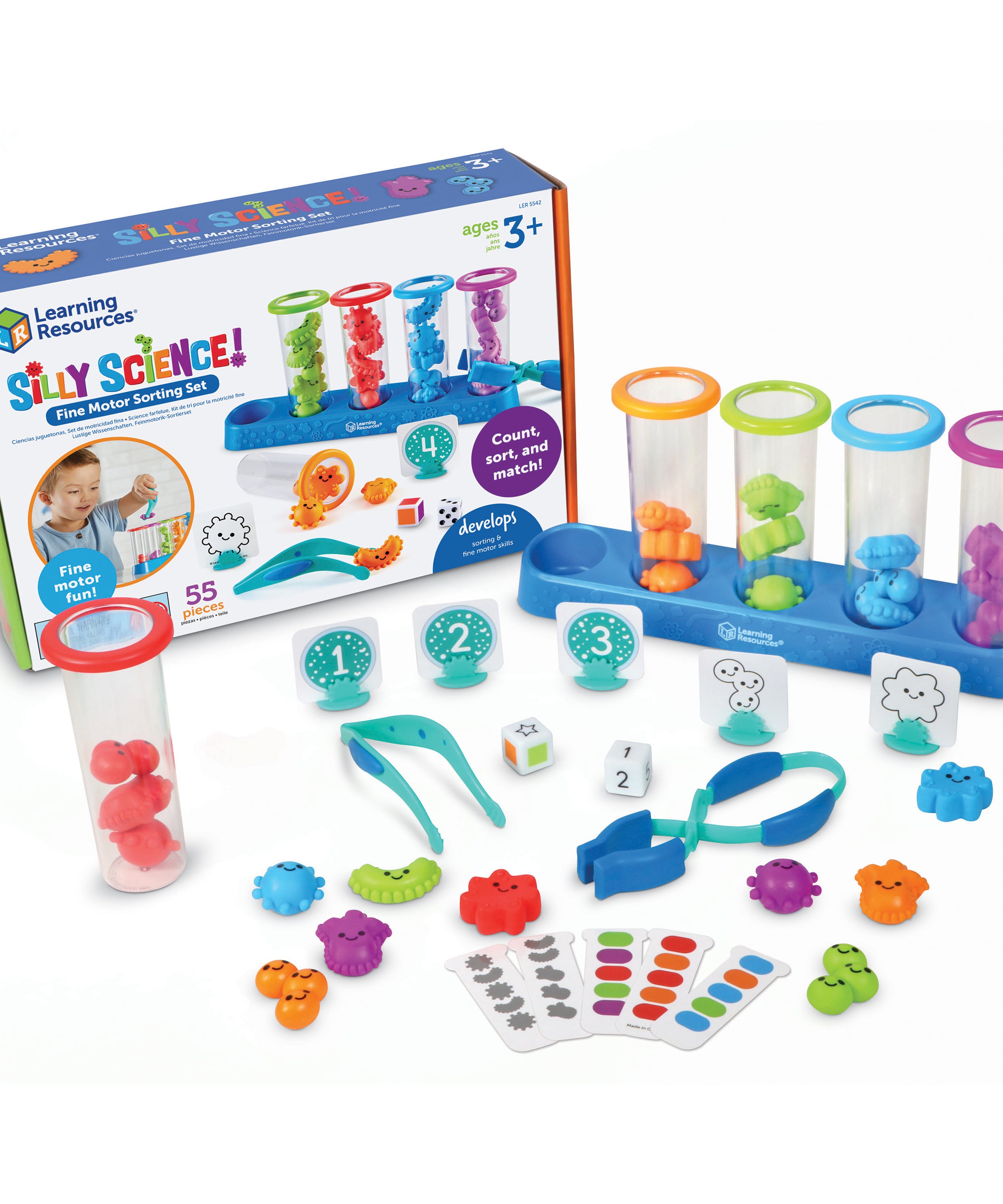 مجموعة موارد التعلم للعلوم المضحكة، لعبة STEM ممتعة لمرحلة ما قبل المدرسة للفرز والعد وتنمية المهارات الحركية
