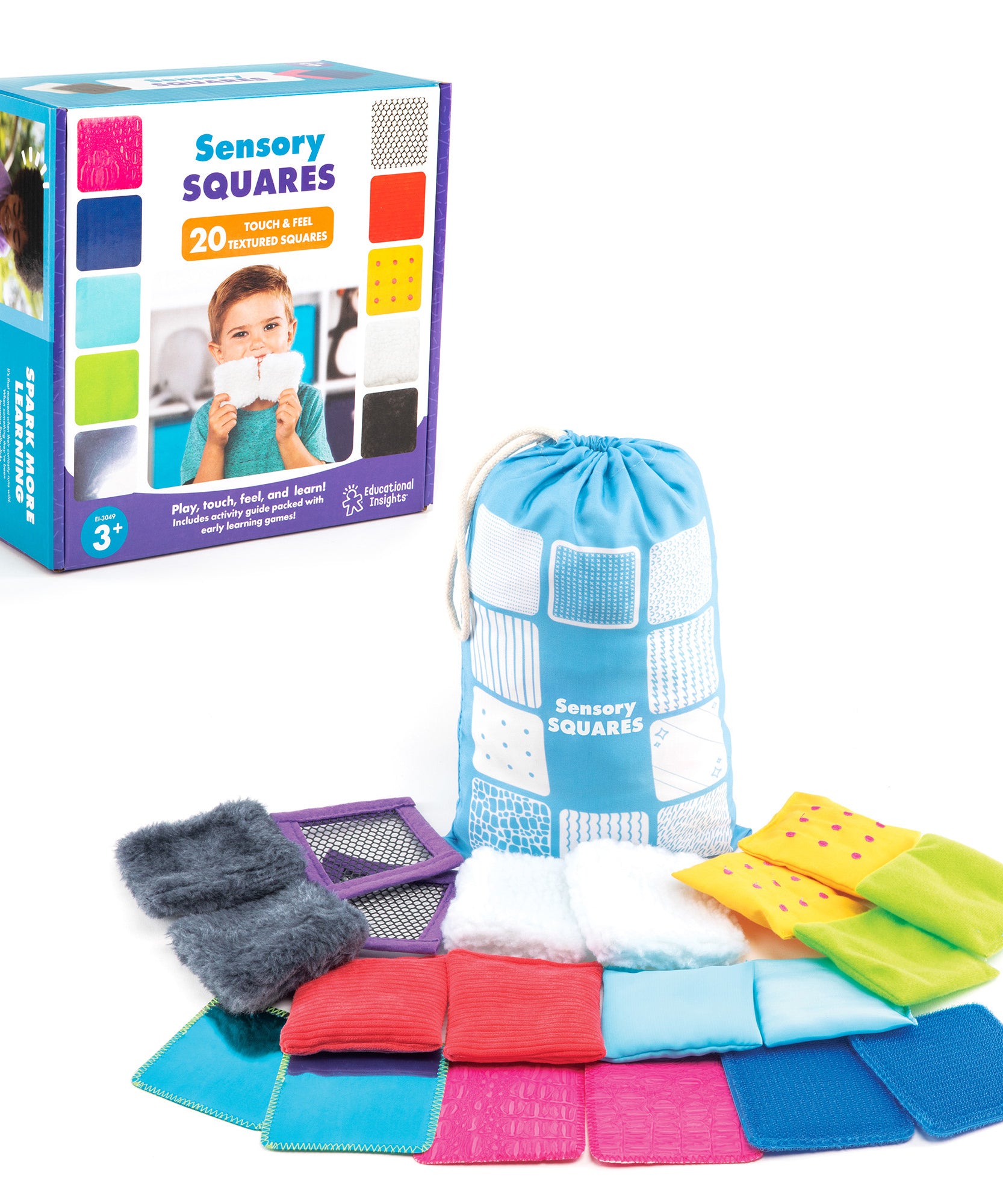 Learning Resources Teachable Touchables Texture Squares, Sensory Play Set for Toddlers, 20 Tactile Squares for Building Communication, Vocabulary, and Tactile Awareness
