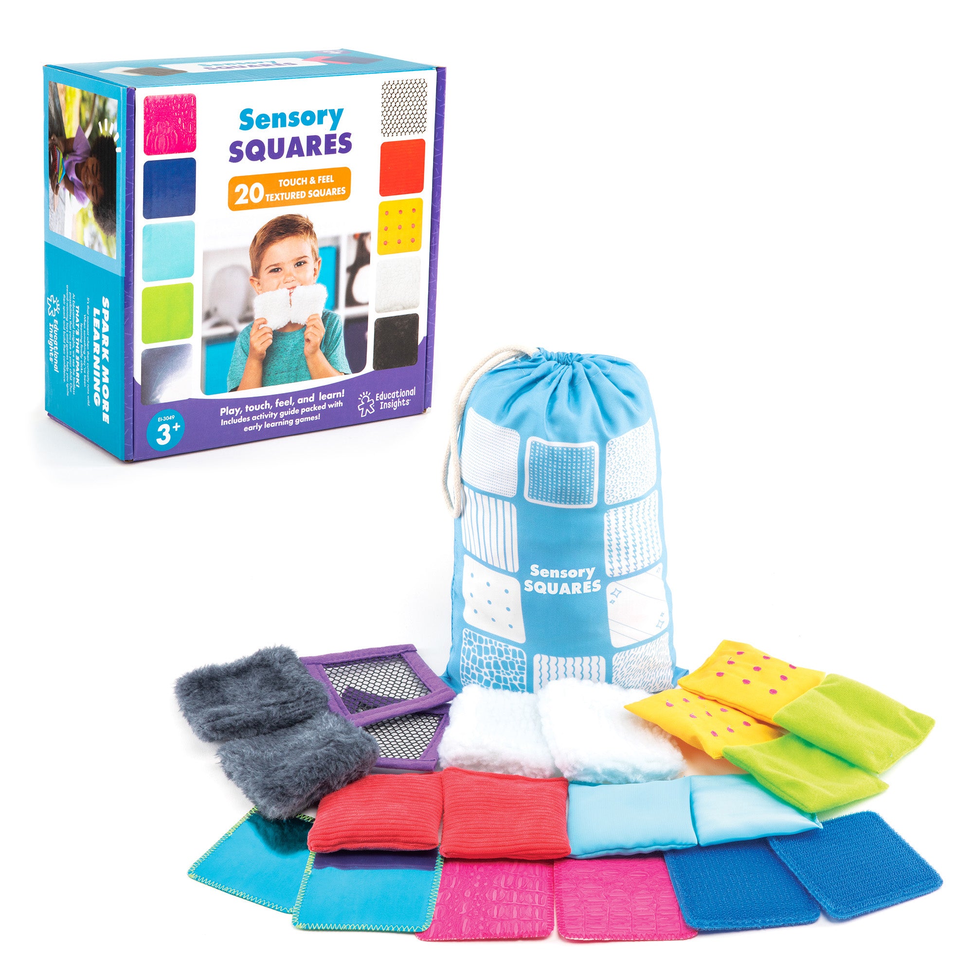 Learning Resources Teachable Touchables Texture Squares, Sensory Play Set for Toddlers, 20 Tactile Squares for Building Communication, Vocabulary, and Tactile Awareness