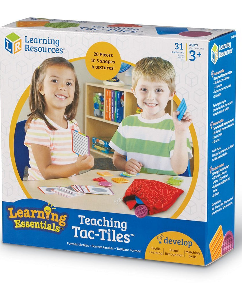 مجموعة أدوات التعلم اللمسية التعليمية Tac-Tiles LER 9075 من Learning Resources للتطور المبكر، تتضمن 20 قطعة و10 بطاقات أنشطة وحقيبة لمسية للعب الحسي