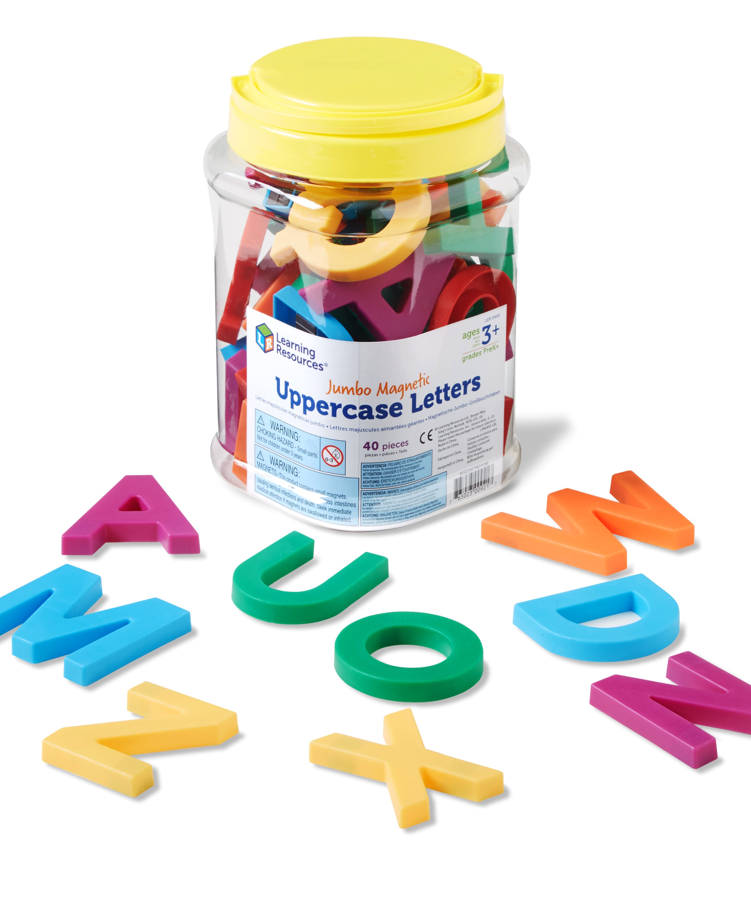 مجموعة حروف أبجدية مغناطيسية كبيرة من Learning Resources، مكونة من 40 قطعة لمحو الأمية المبكرة والتهجئة، كبيرة وسهلة الاستخدام، مثالية للسبورة البيضاء والثلاجات، للأعمار من 3 سنوات فما فوق
