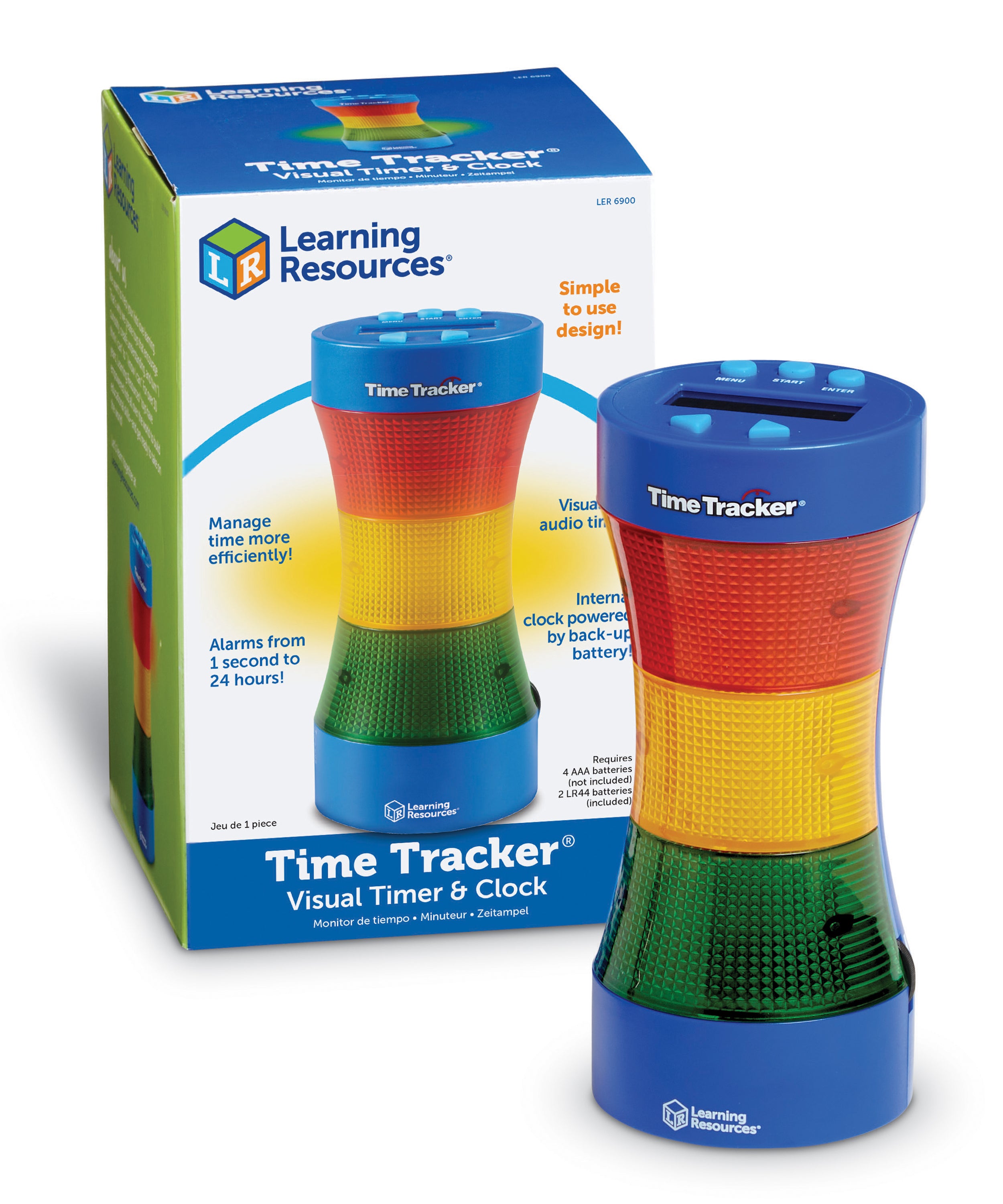 مؤقت الفصل الدراسي من Learning Resources Time Tracker 2.0، مؤقت مرئي وسمعي للأطفال مع شاشة ملونة (للأعمار من 4 سنوات فما فوق)